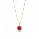 18K Yellow Gold Chain With Red Ruby Pendant