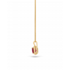 18K Yellow Gold Chain With Red Ruby Pendant