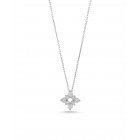 Diamond Flower-Shape Platinum Pendant With Adjustable Chain