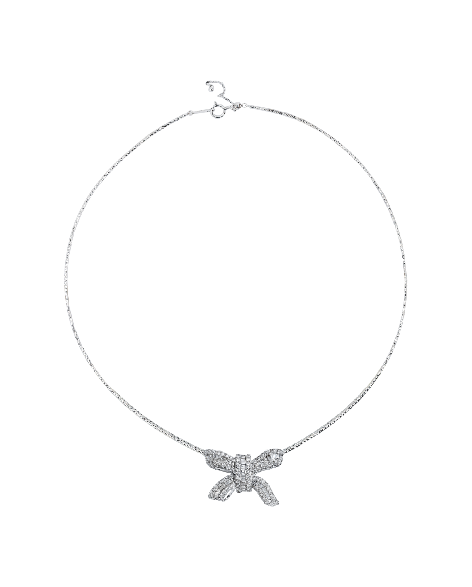 2 Ct Diamond Ribbon Bow Necklace
