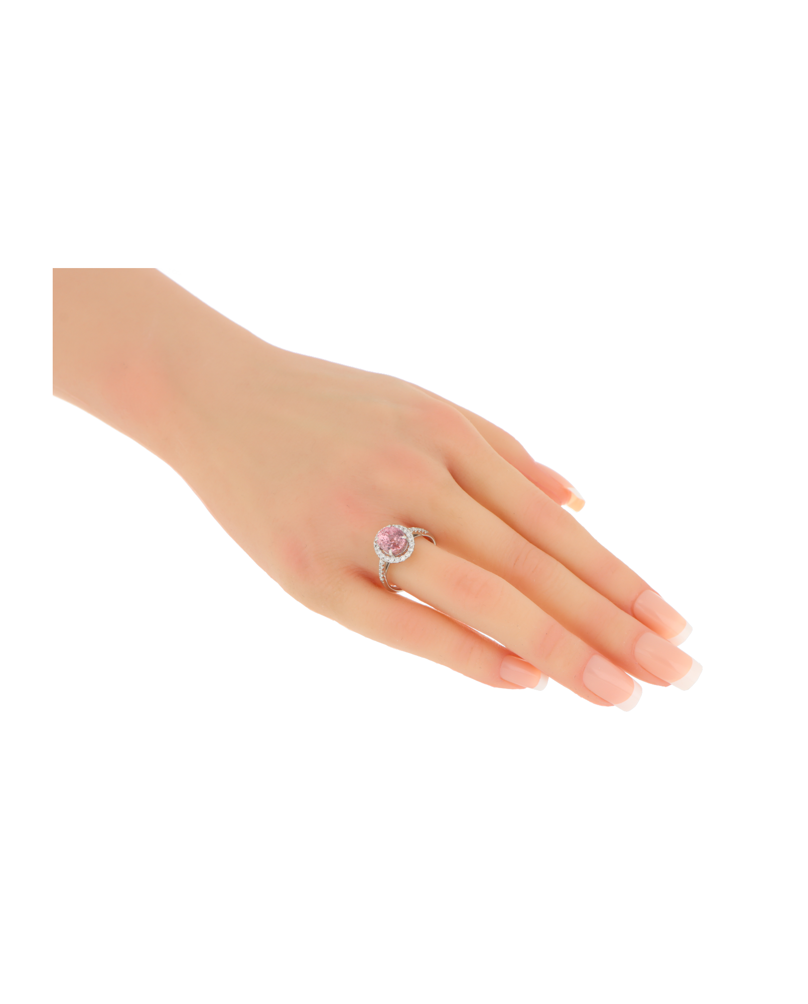 Oval Padparadscha Sapphire Ring In White Gold 