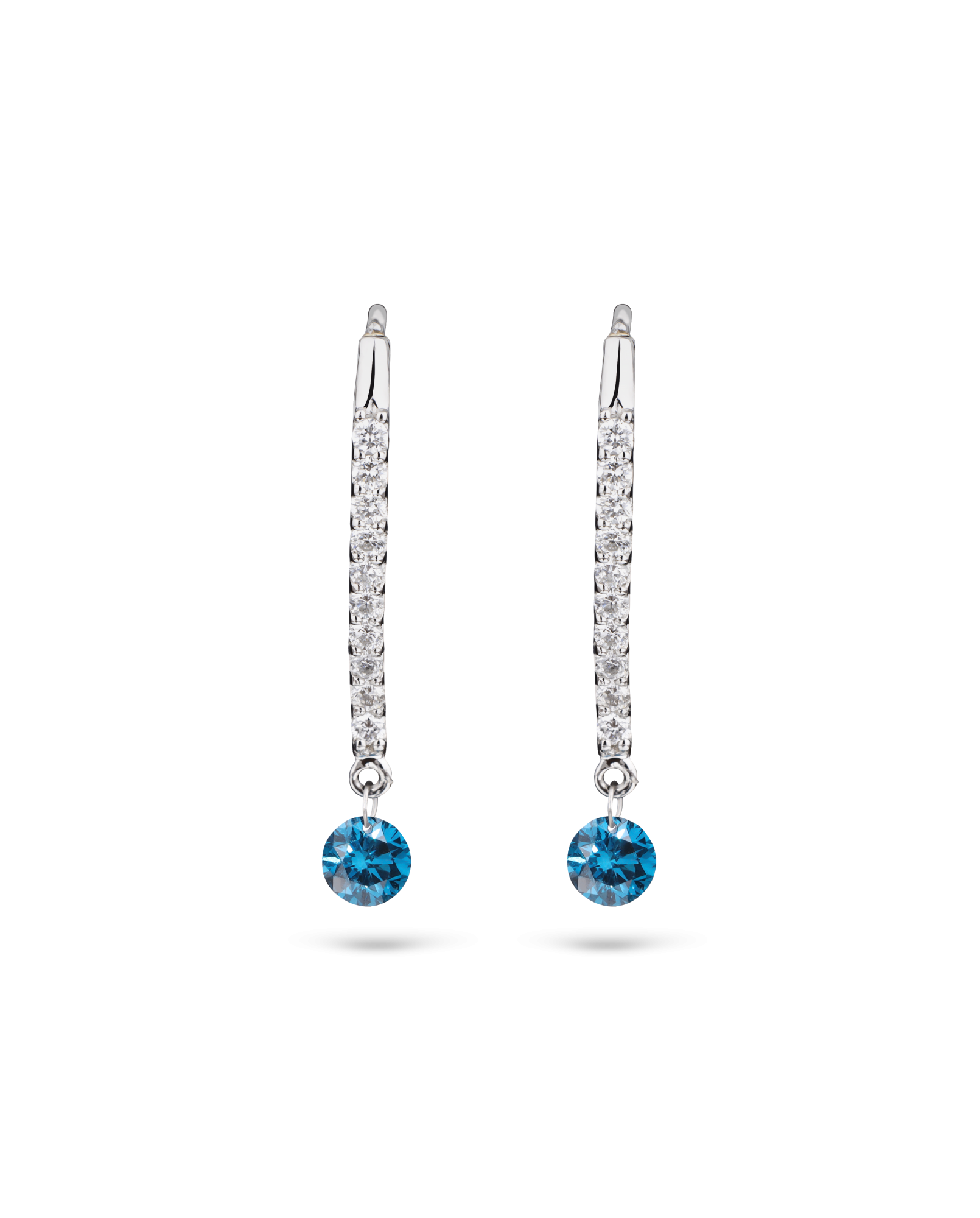 Blue Diamond Line Drop Earrings