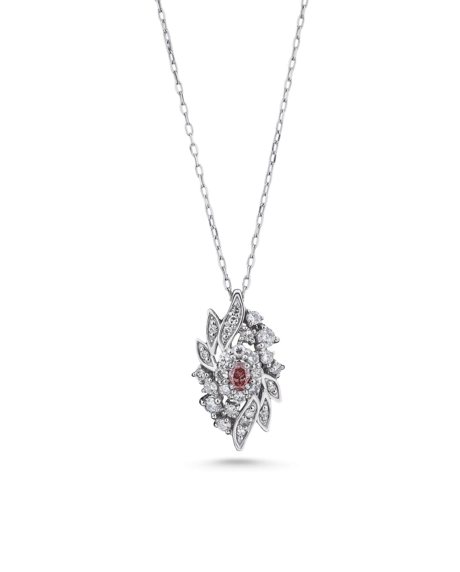 Certified Pink Diamond Floral Pendant