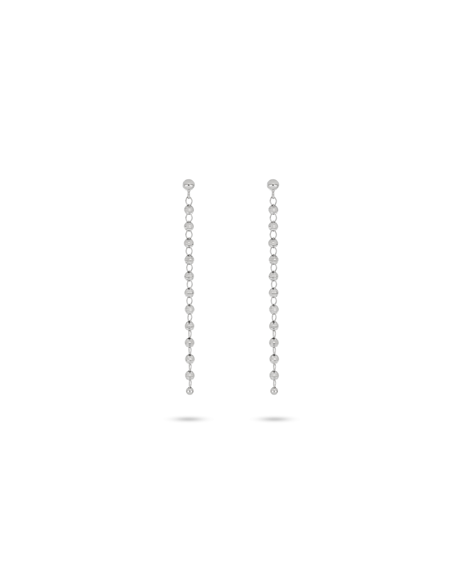 Classic Drop Beaded Earrings in White Gold 