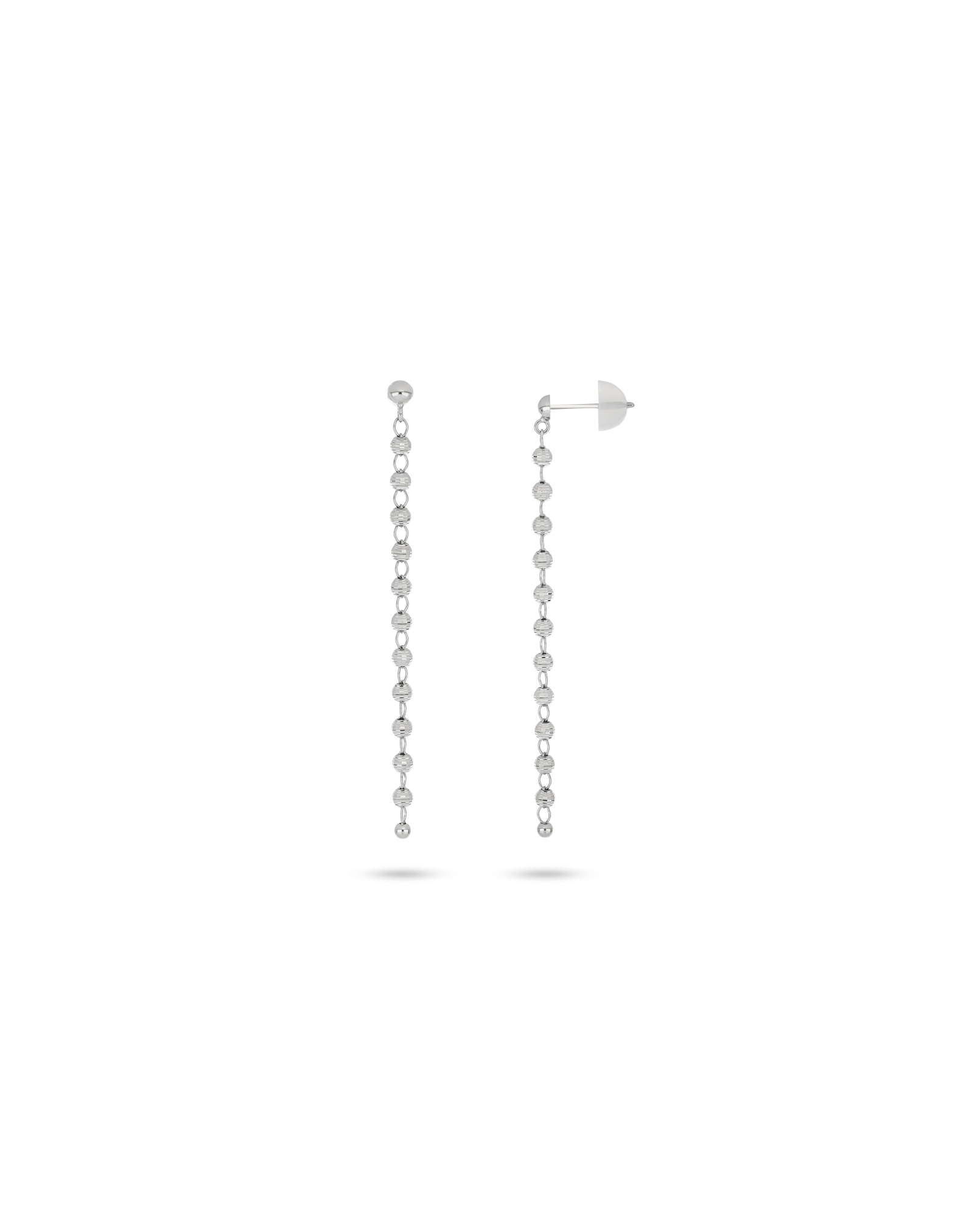 Classic Drop Beaded Earrings in White Gold 