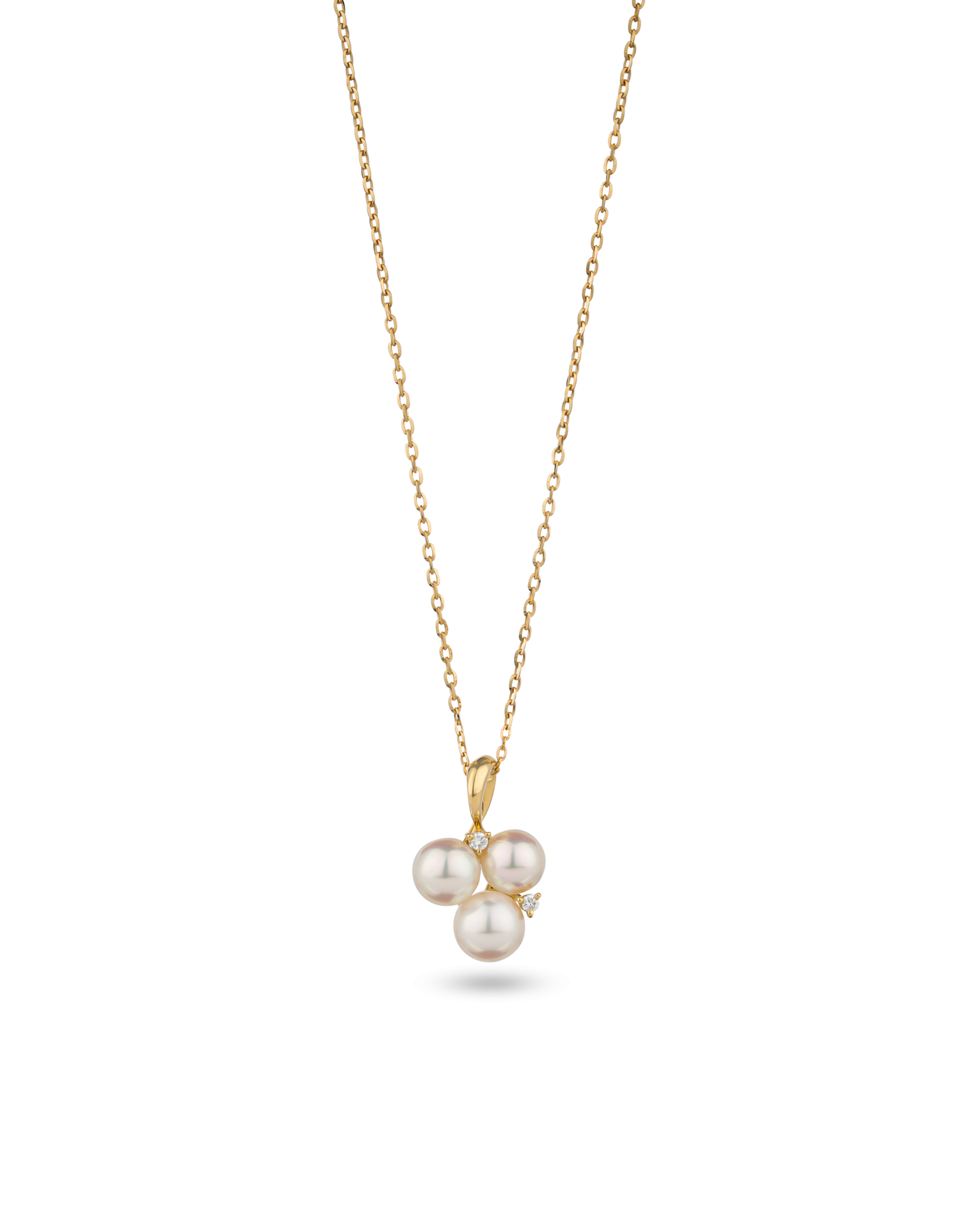K18 Yellow Gold Akoya Baby Pearl Cluster Necklace 3.65ct