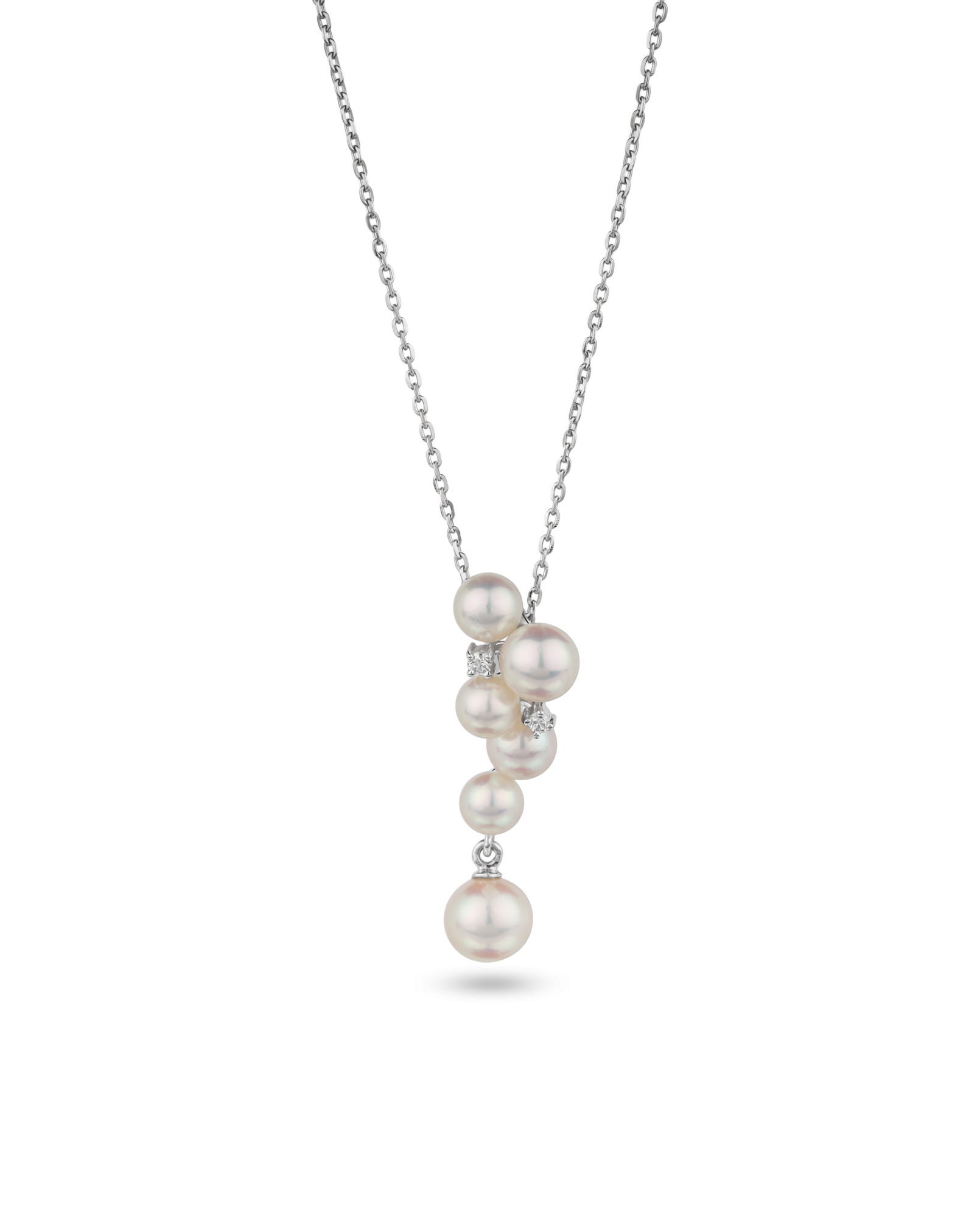 5.25 ct Multi Pearl Drop Pendant Necklace in Platinum
