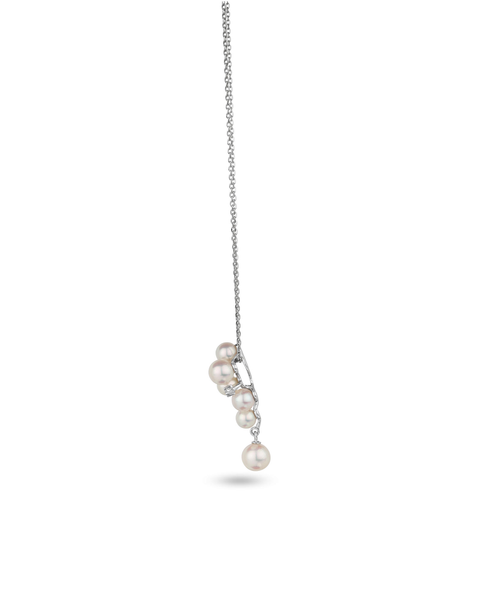 5.25 ct Multi Pearl Drop Pendant Necklace in Platinum