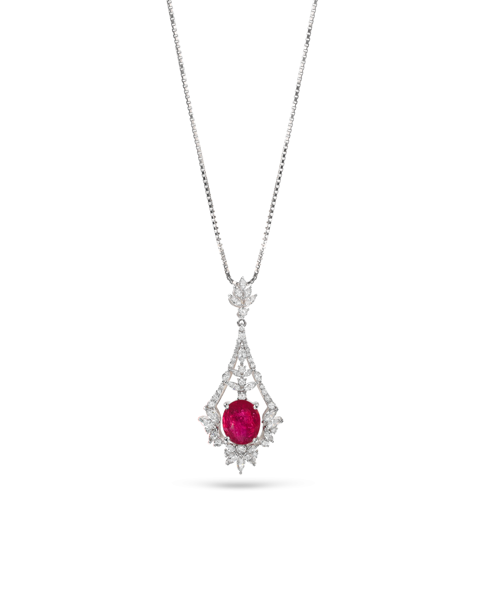 Certified No Heat Ruby & Diamond Pendant