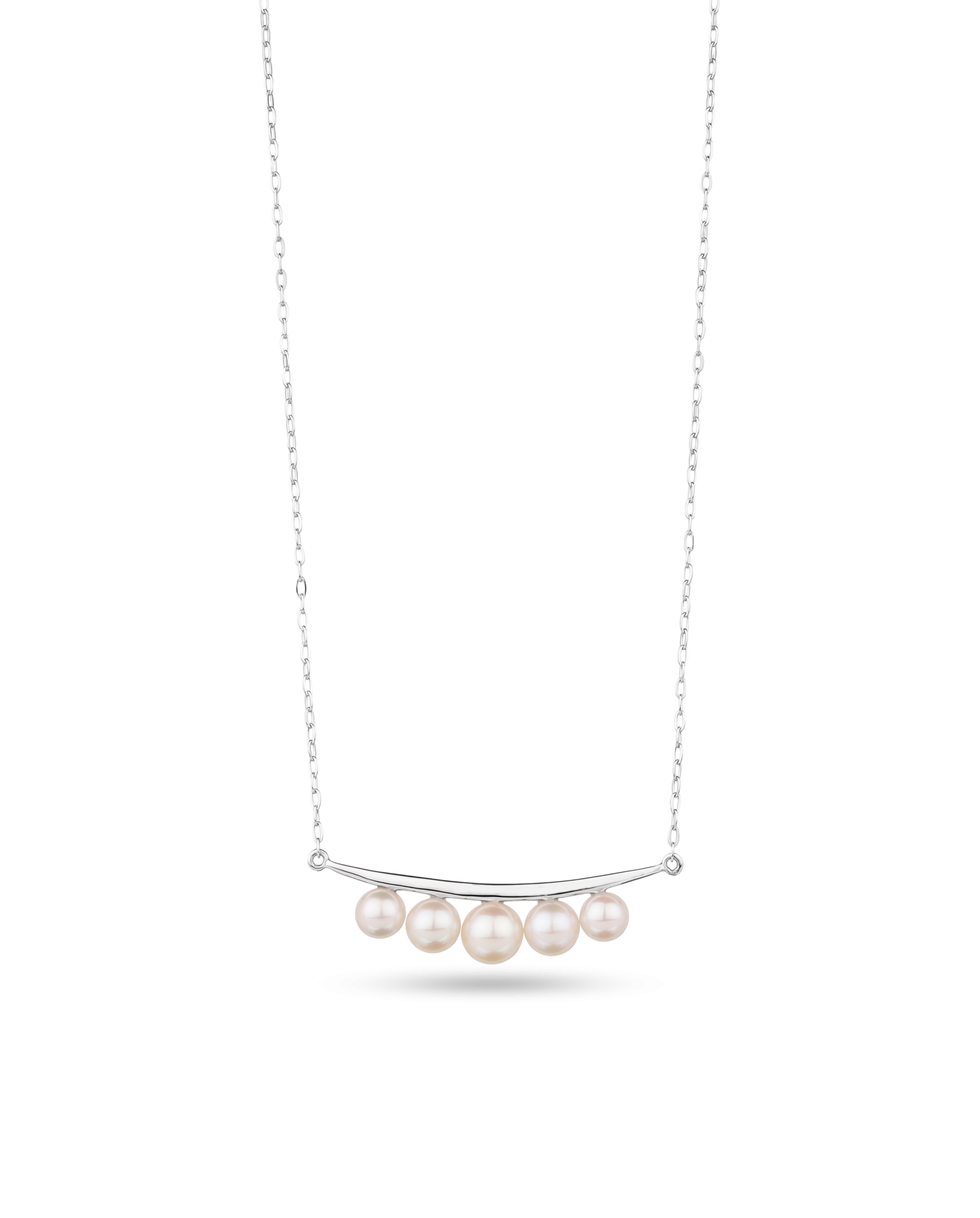 Platinum Akoya Pearl Three Stone Pendant Necklace