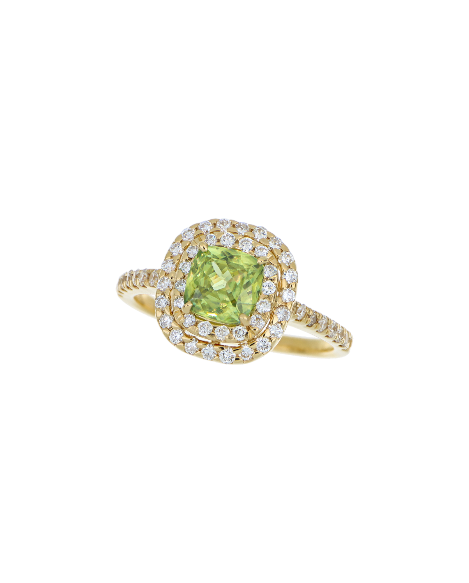 Premium Sphene Yellow Gold Ring With Diamond