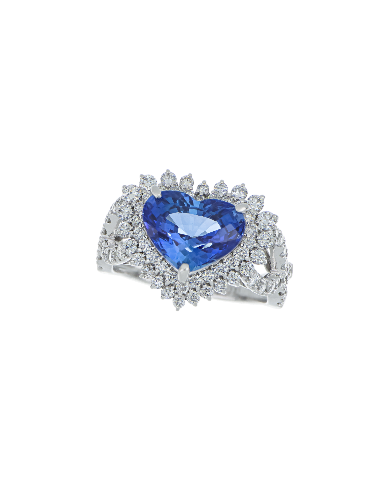 5.43 ct Certified Heart Sapphire Halo Ring