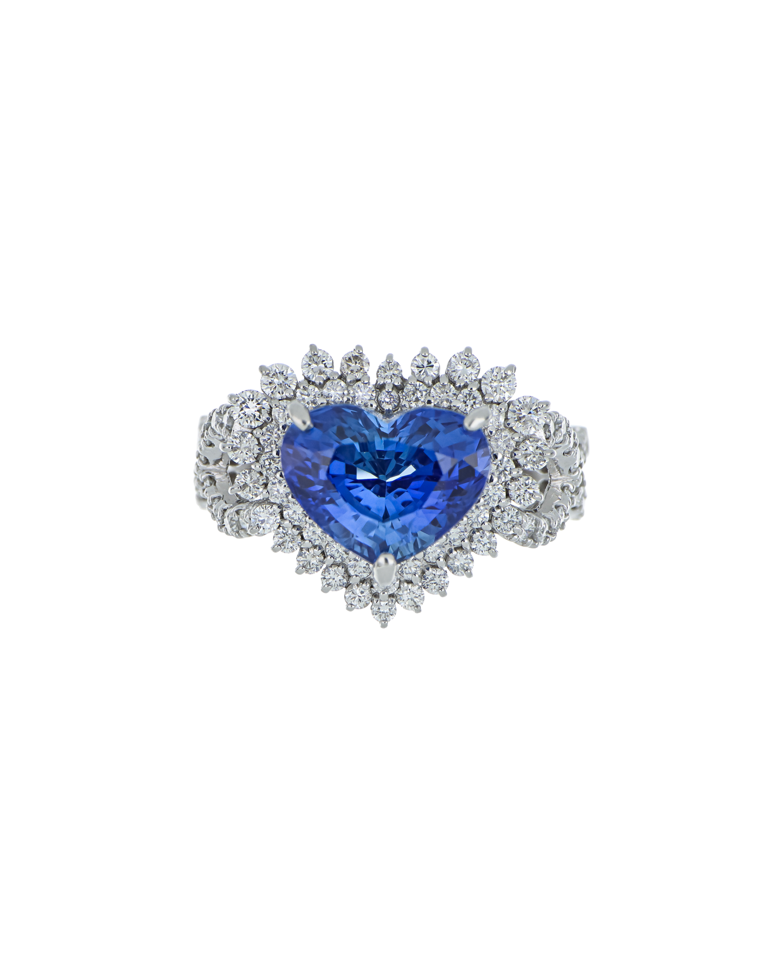 Heart-Shaped Blue Sapphire Ring with Infinity Band