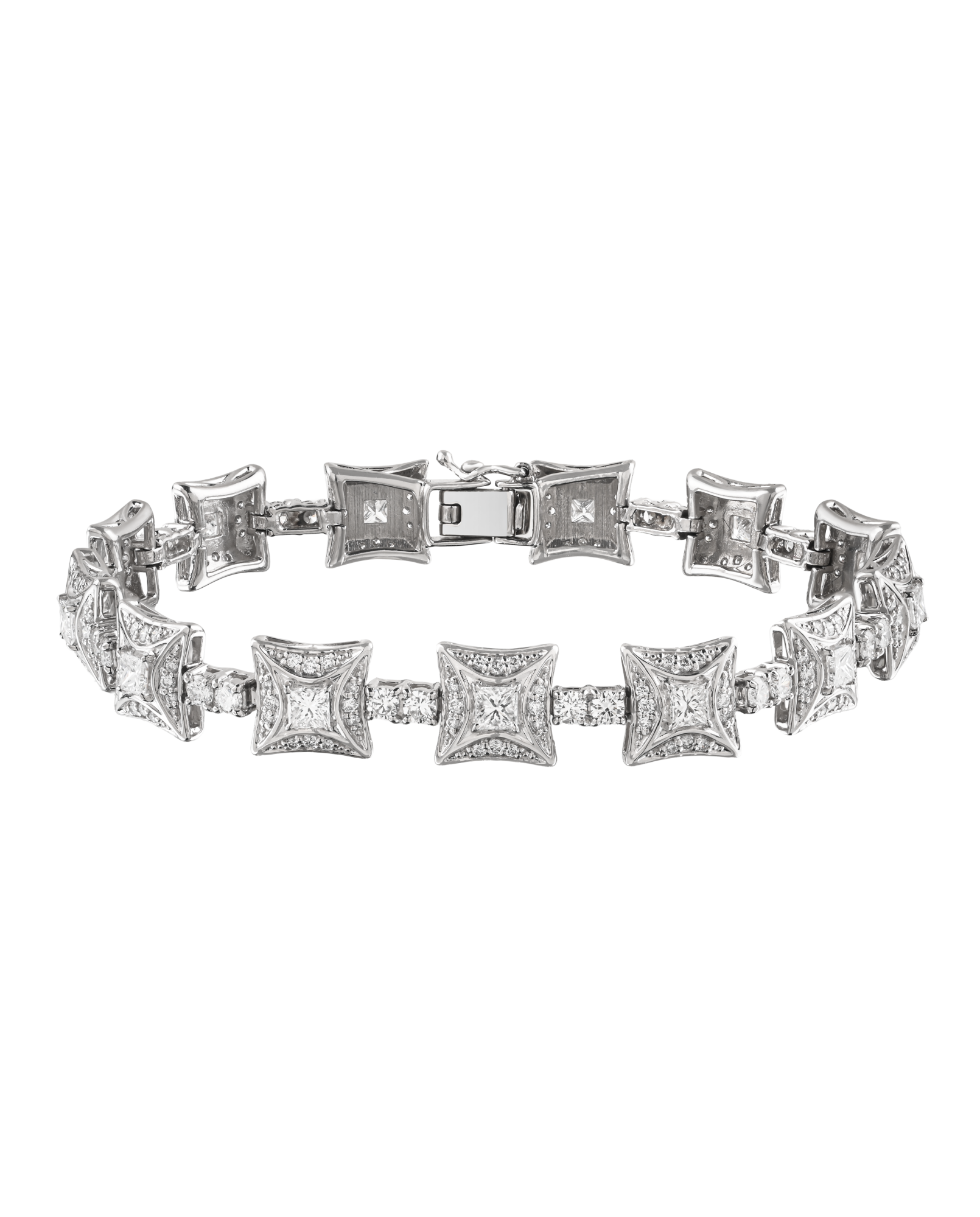Square-Inspired Diamond Platinum 900 Diamond Link Bracelet