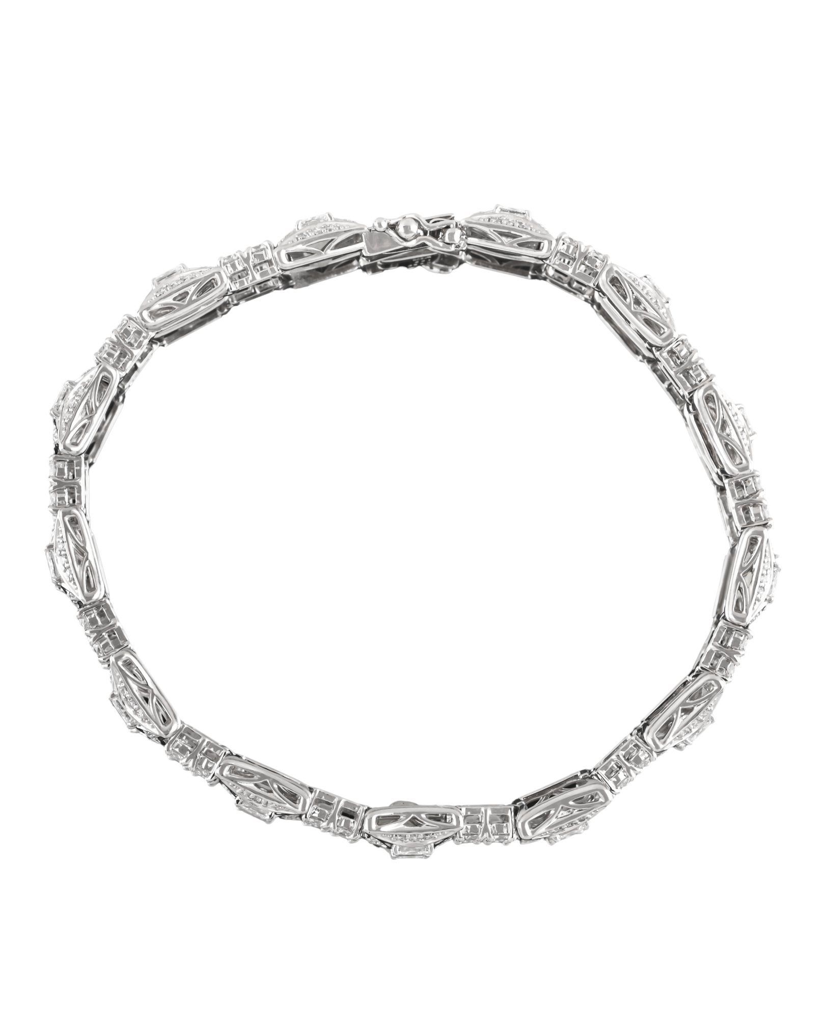 Square-Inspired Diamond Platinum 900 Diamond Link Bracelet