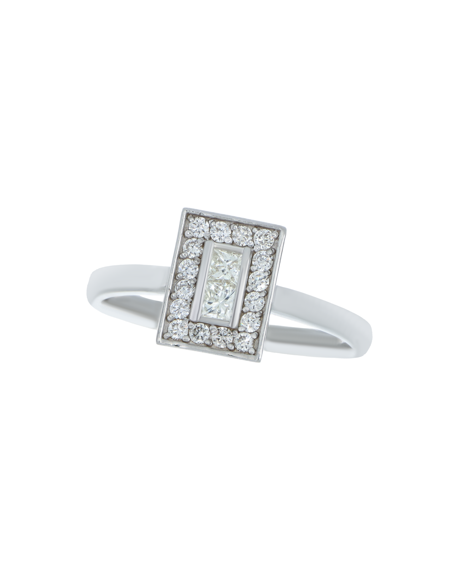 Baguette-Cut Diamond Ring In 18k White Gold