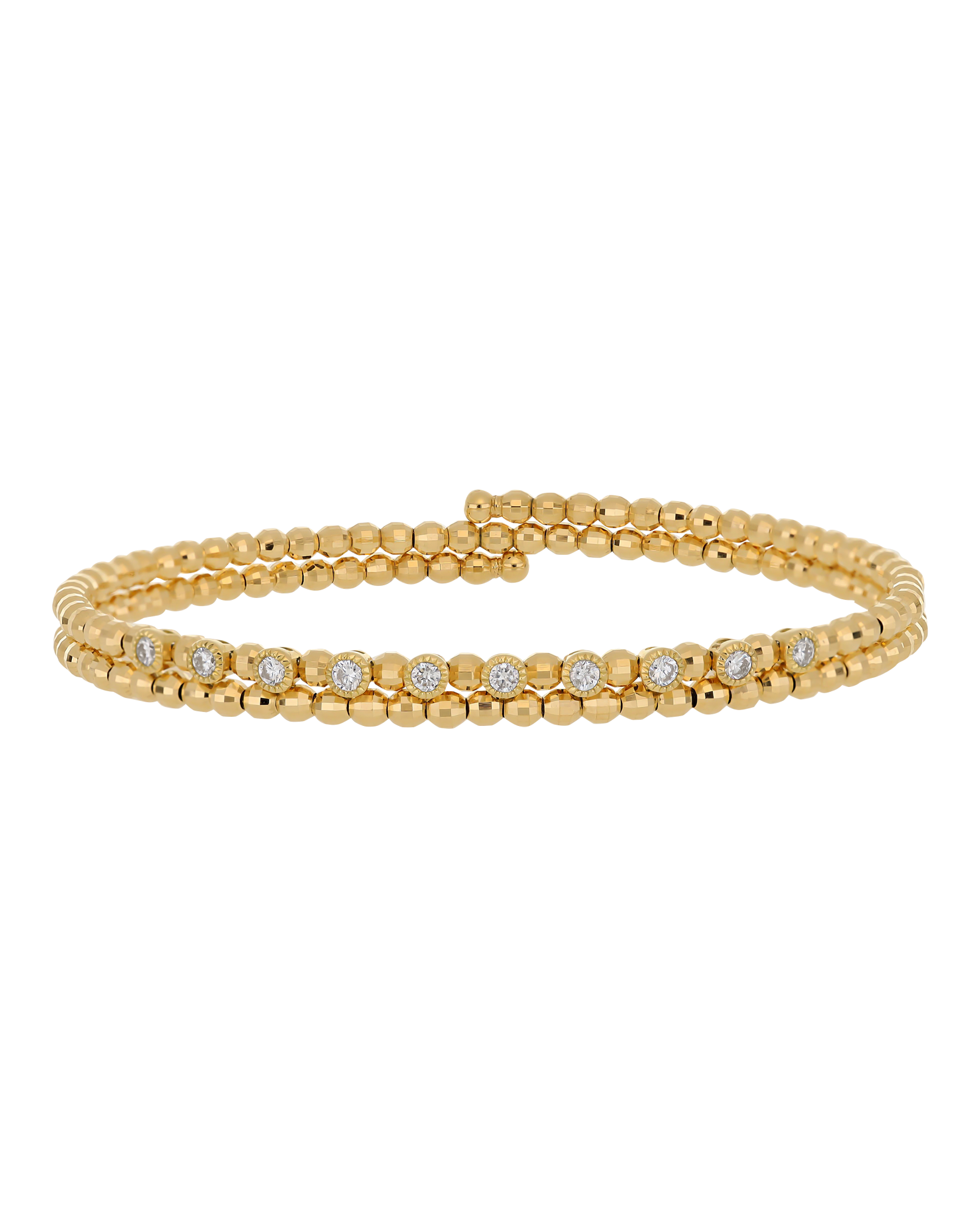 18K Yellow Gold Beaded Flexi Bracelet
