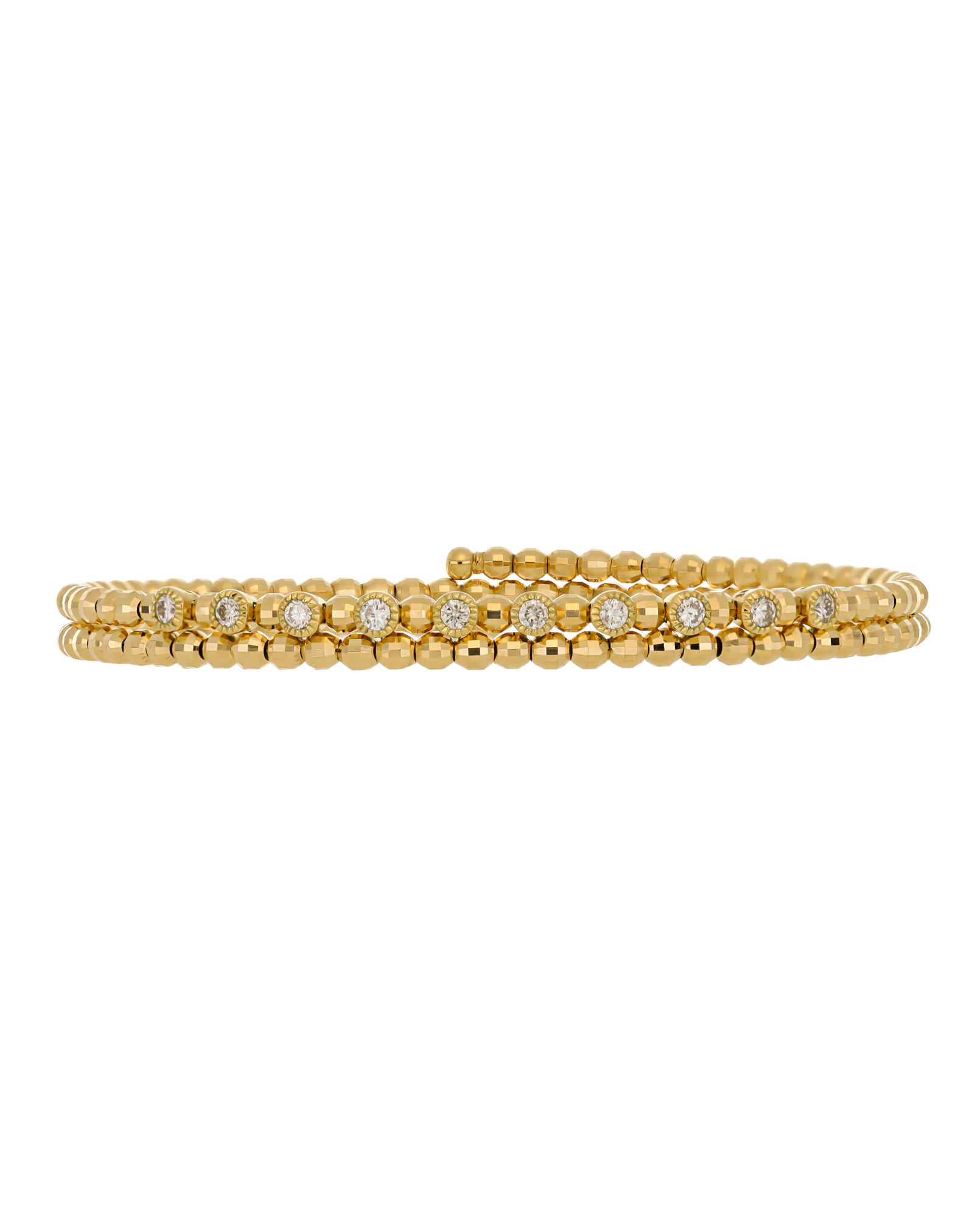 Luxurious Yellow Gold Beaded Bangle Bracelet with Texture