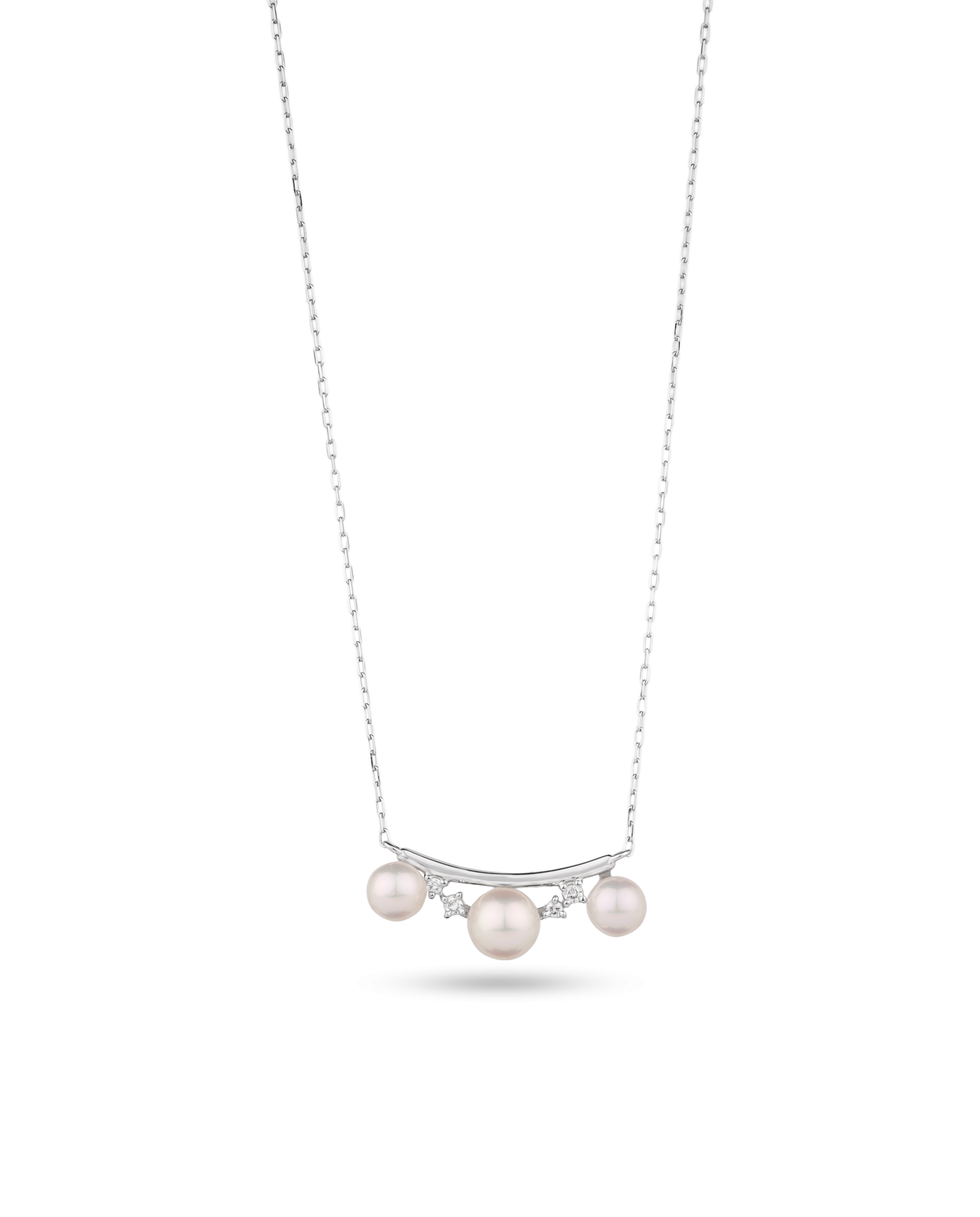 RoundBar Platinum Akoya Pearl Pendant Necklace
