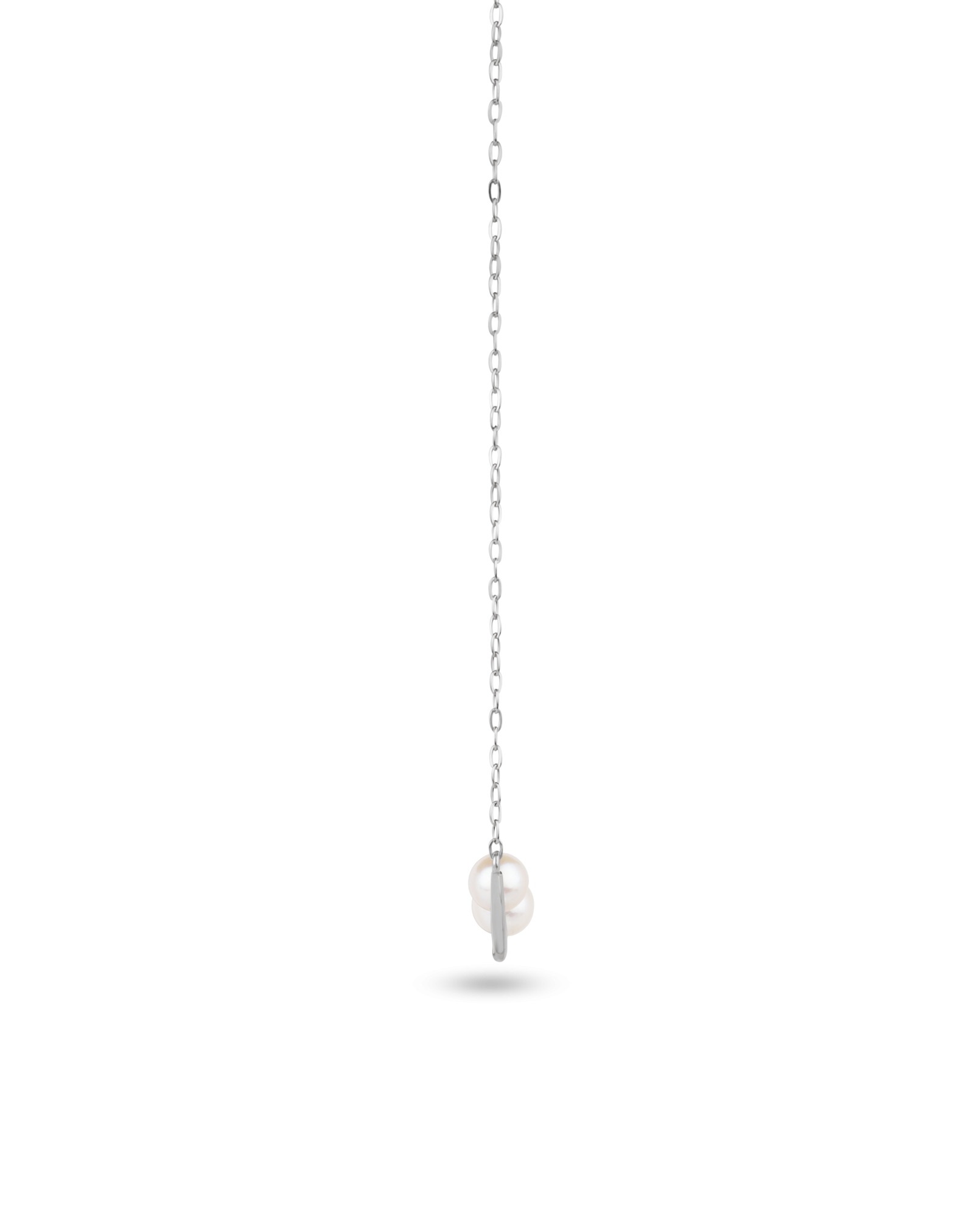 Platinum Akoya Pearl Curved Bar Pendant Necklace