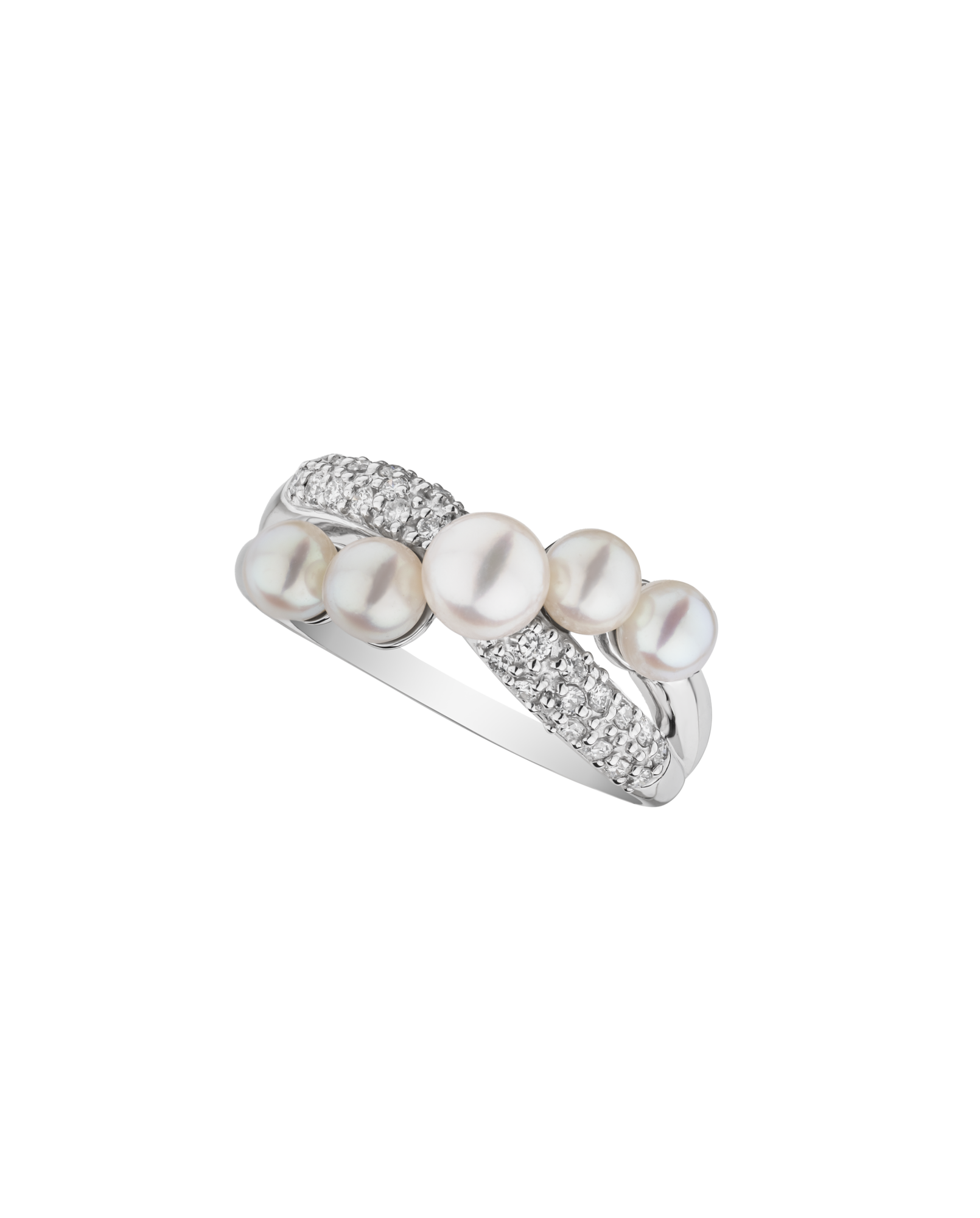 Akoya Pearl and Diamond Ring in Platinum 950 2.4 ct