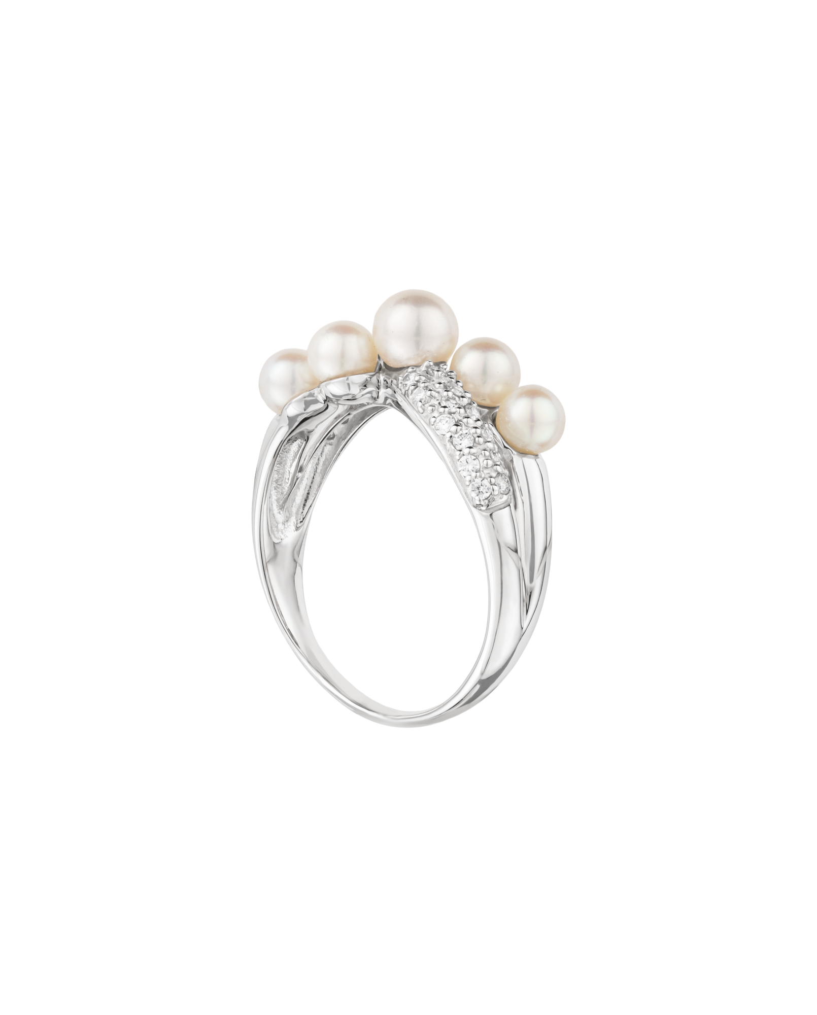 Akoya Pearl and Diamond Ring in Platinum 950 2.4 ct