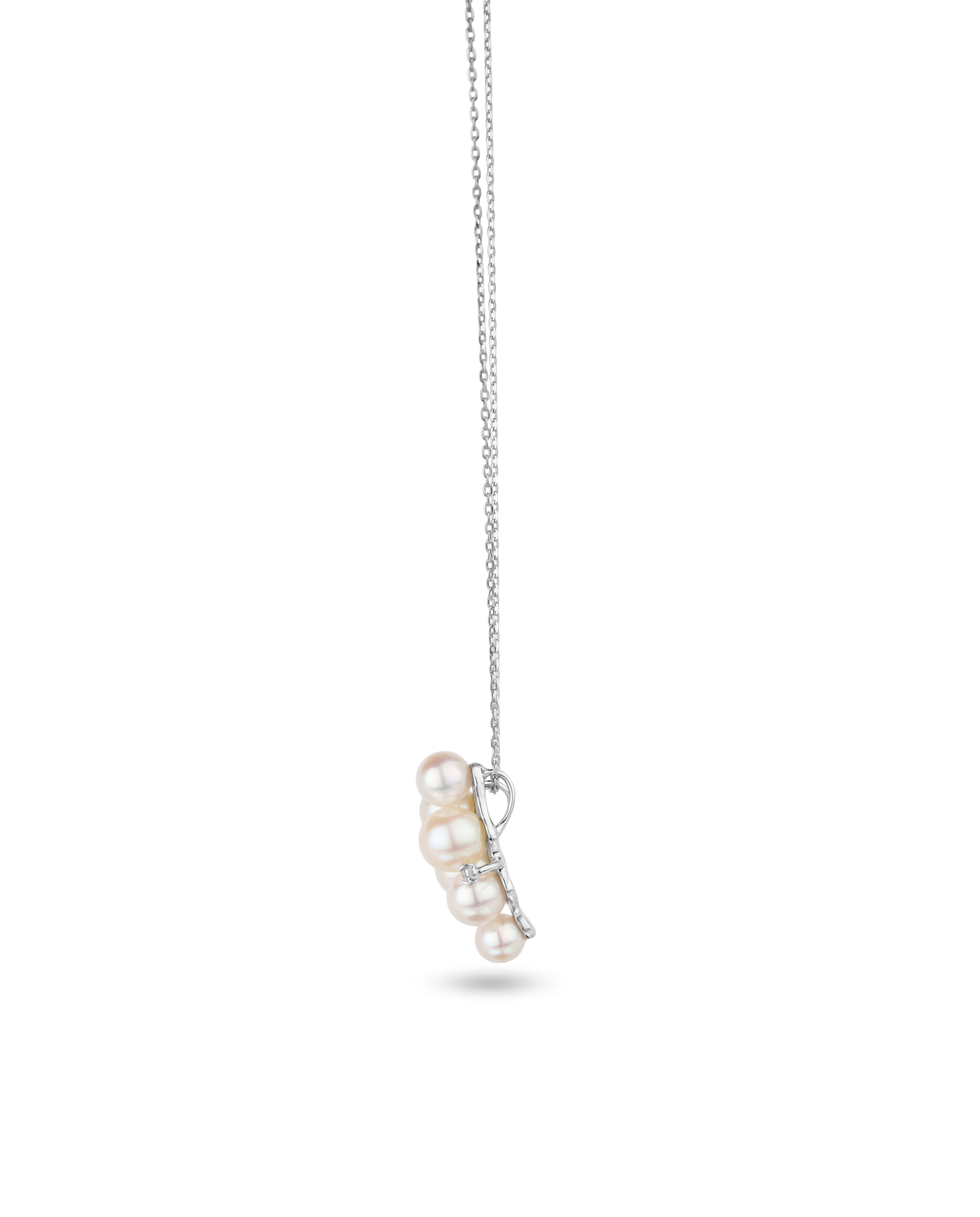 6.85 ct Platinum Akoya Pearl Cluster Drop Pendant Necklace
