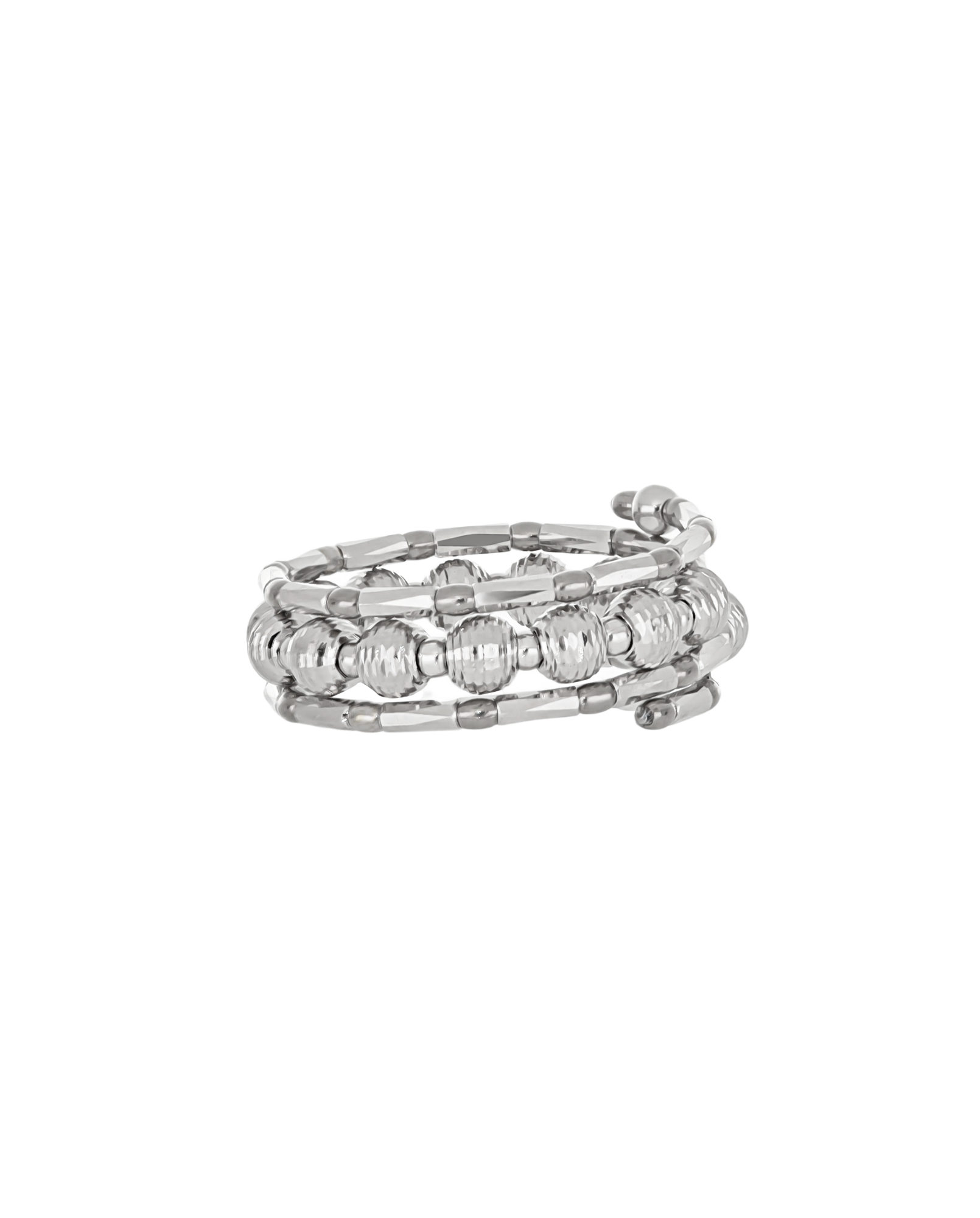 18K White Gold Flexible Beaded Ring