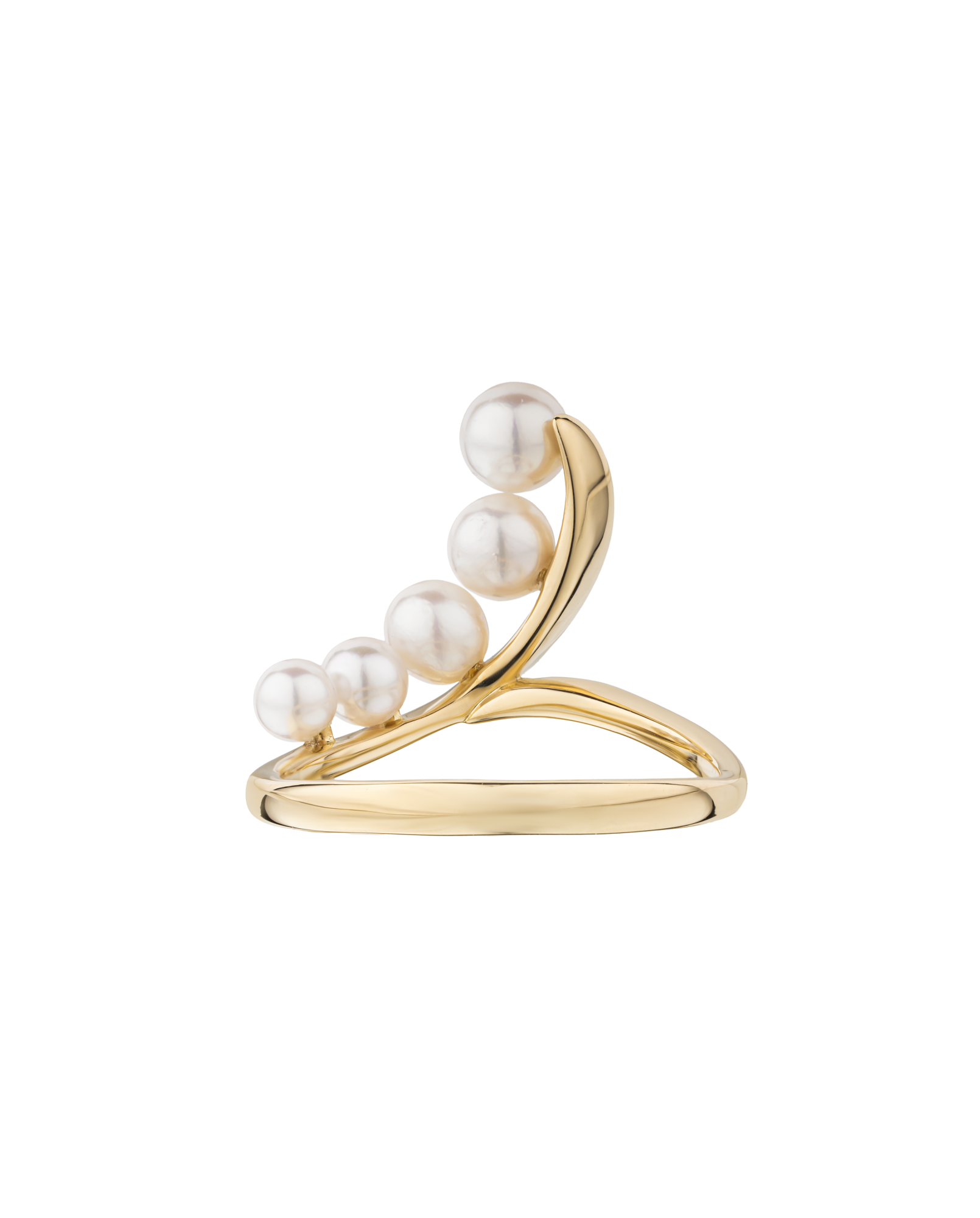 K18 Yellow Gold Akoya Baby Pearl Curve Ring