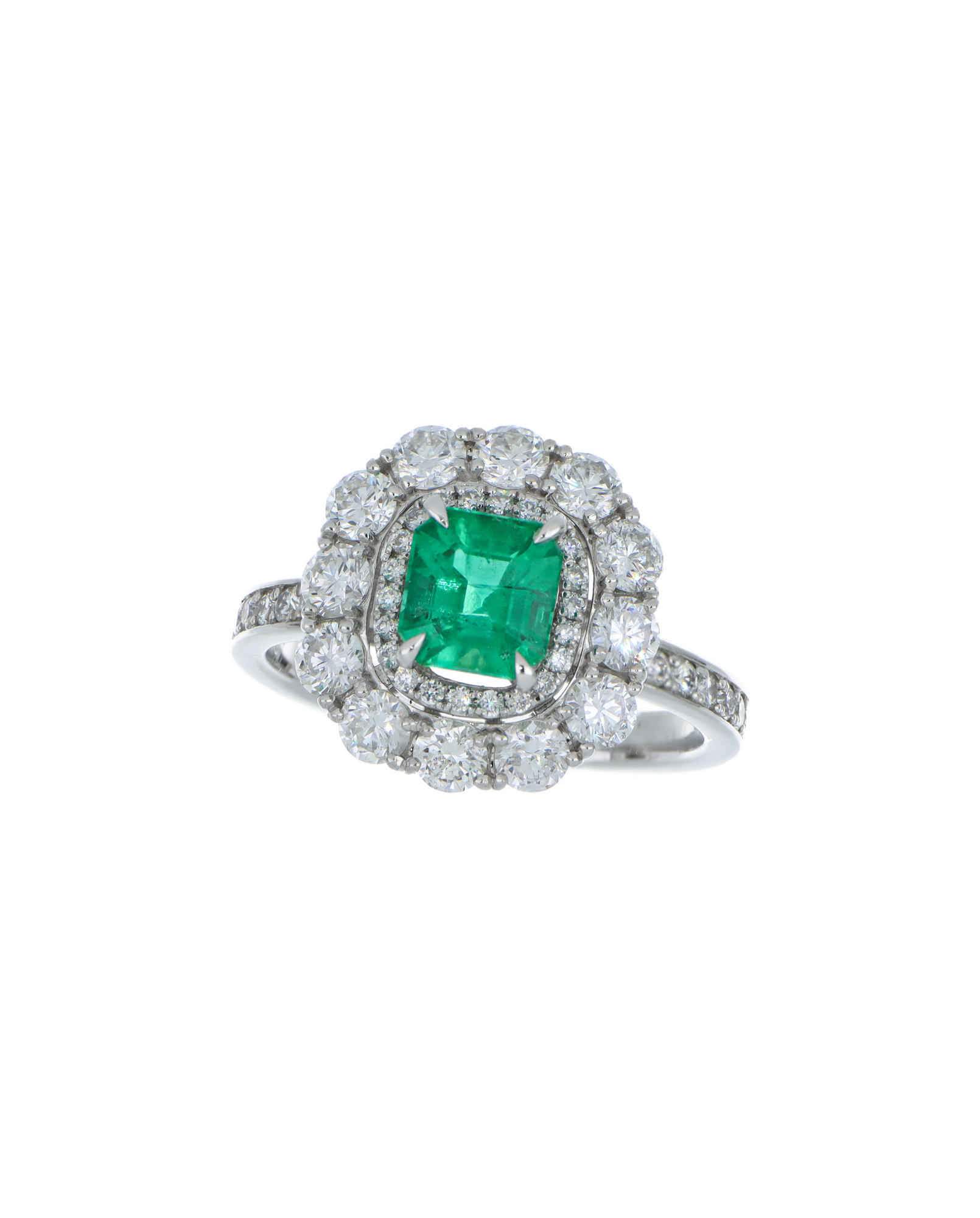 Emerald Minimalistic Ring for Women In Platinum