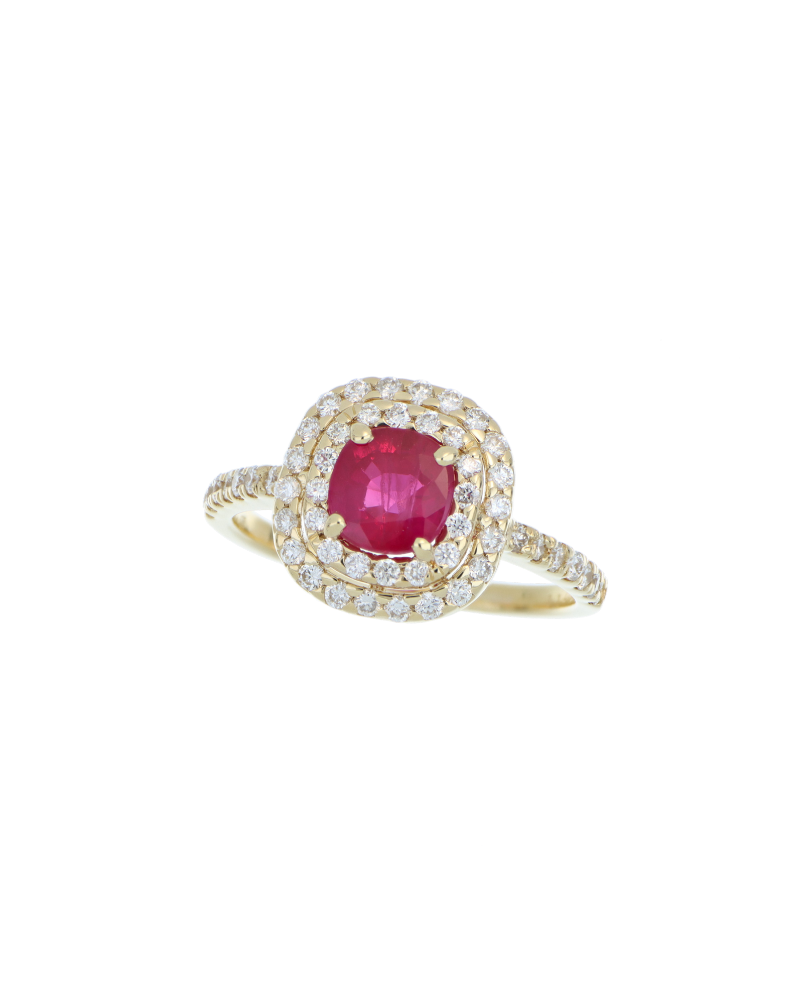 Ruby Cushion Cut Ring In Yellow Gold For Gifting