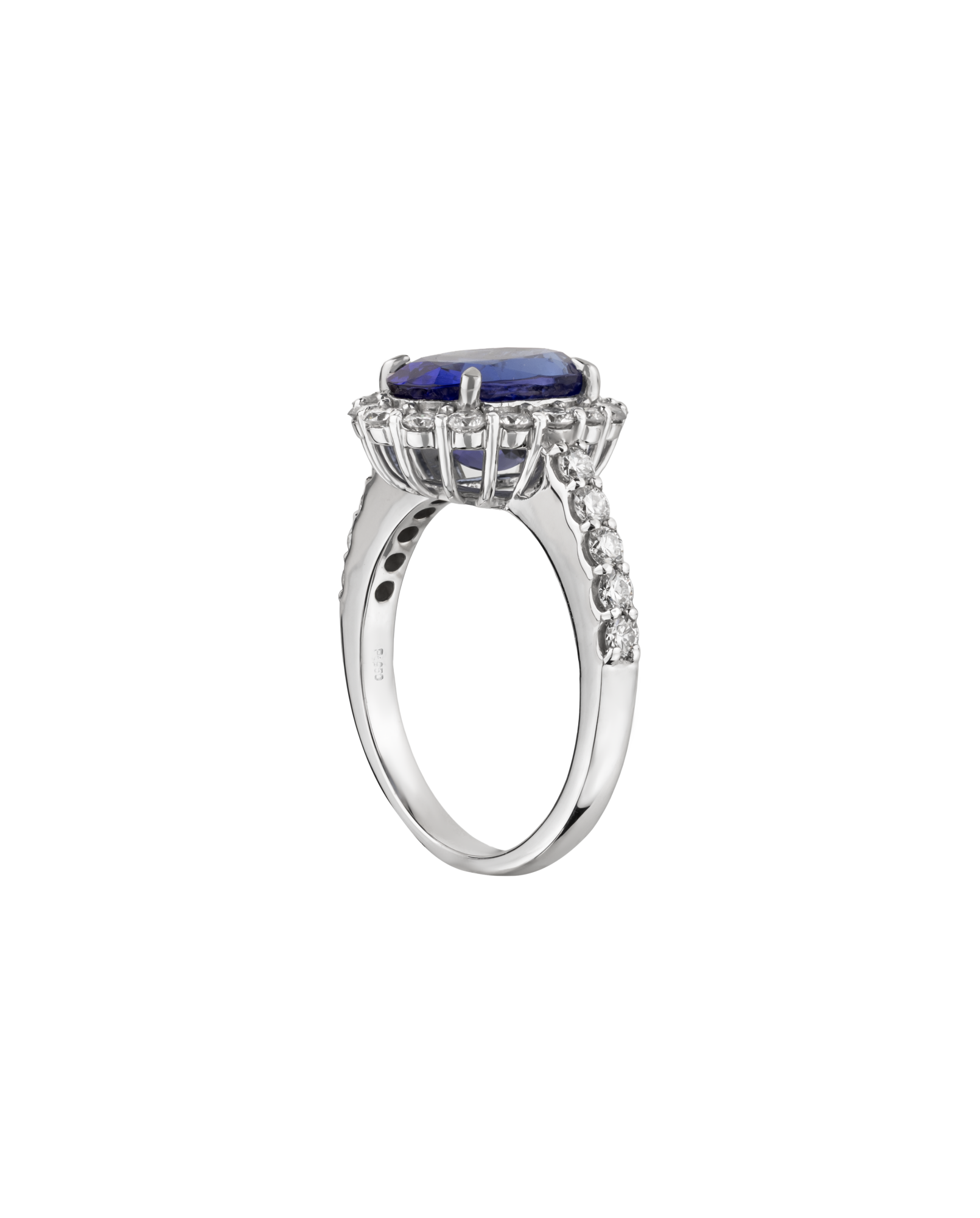 950 Platinum Band With Tanzanite Oval Stone Ring