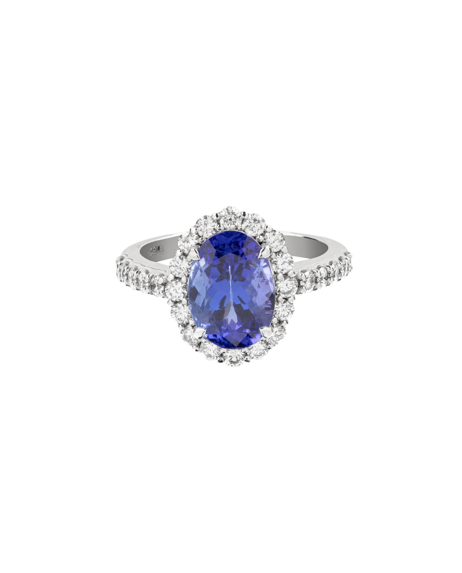 950 Platinum Band With Tanzanite Oval Stone Ring