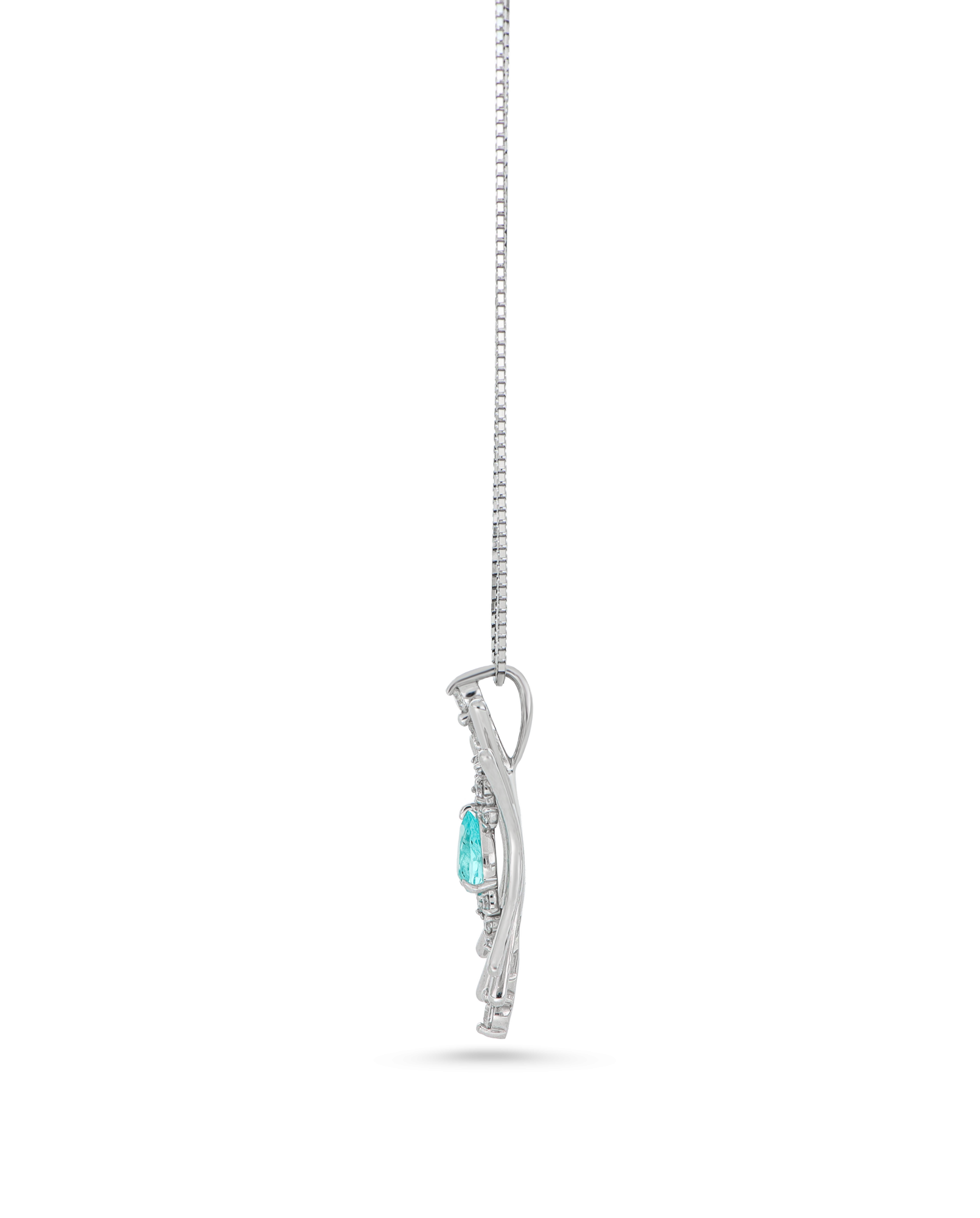 Paraiba Pendant In Pear-Cut With Platinum Necklace