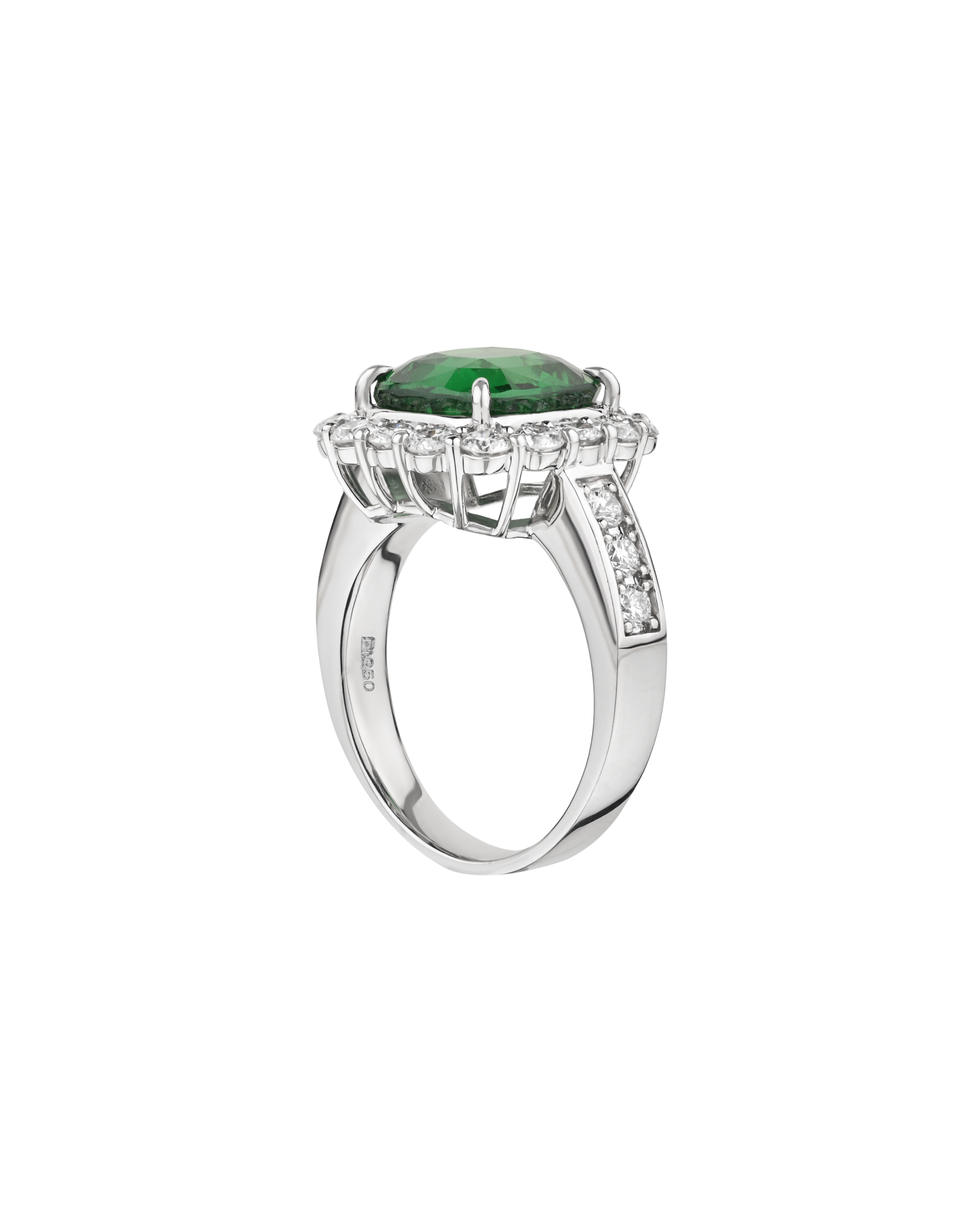 Cushion-Cut Tsavorite Ring with 5.59 CT of Platinum
