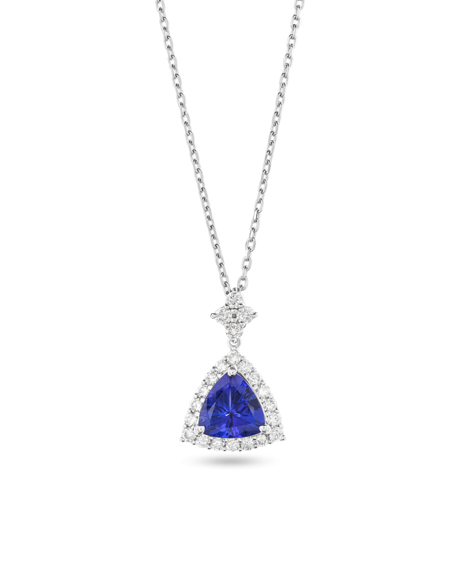 Triangle Tanzanite Platinum Pendant In Blue