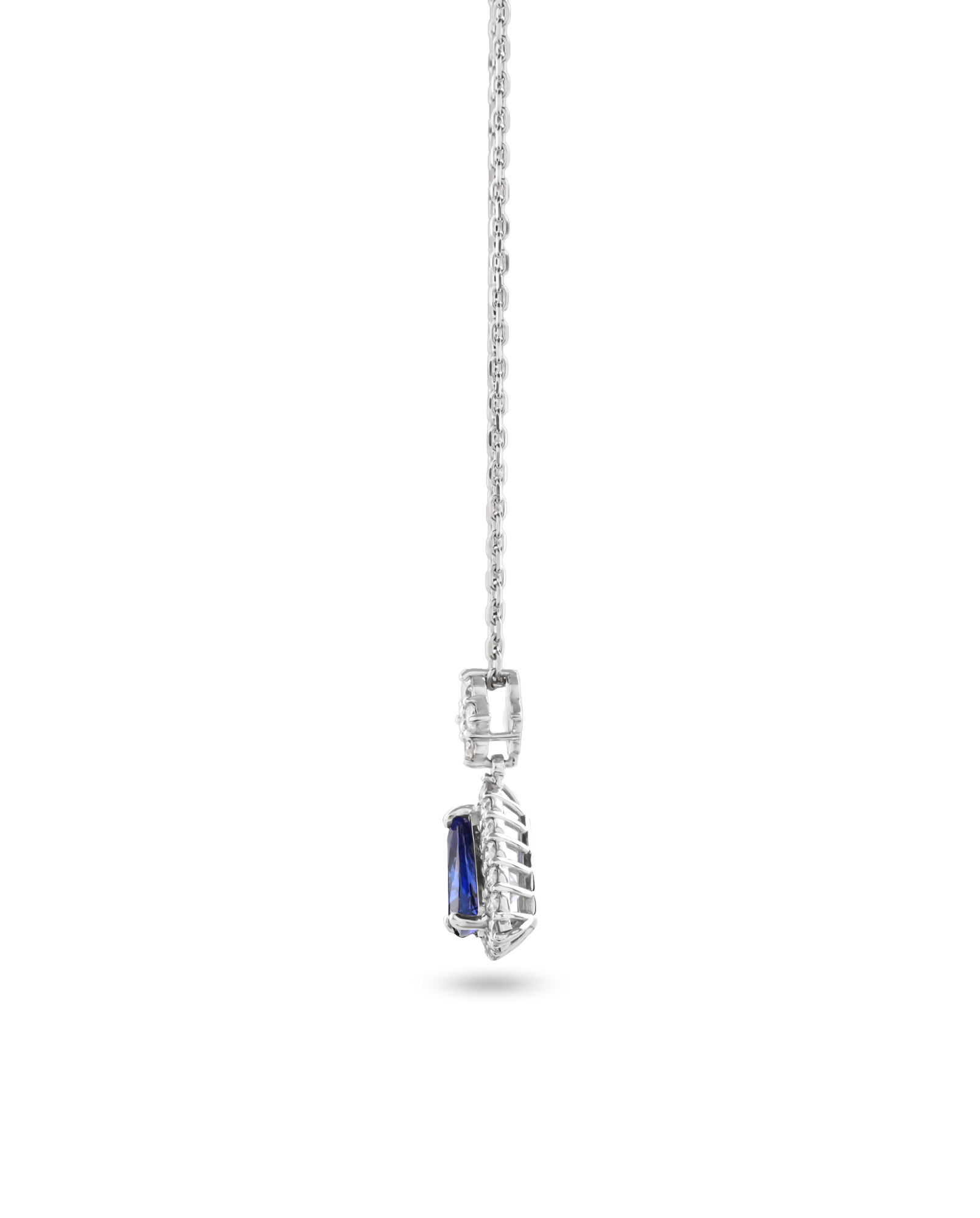 Triangle Tanzanite Platinum Pendant In Blue
