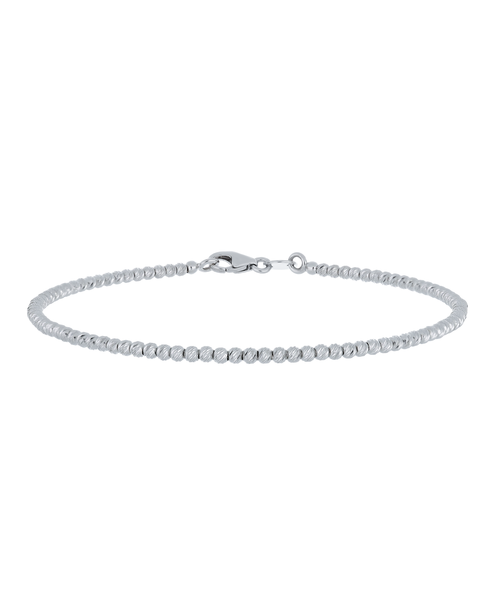Beaded Chain Bracelet in White Gold