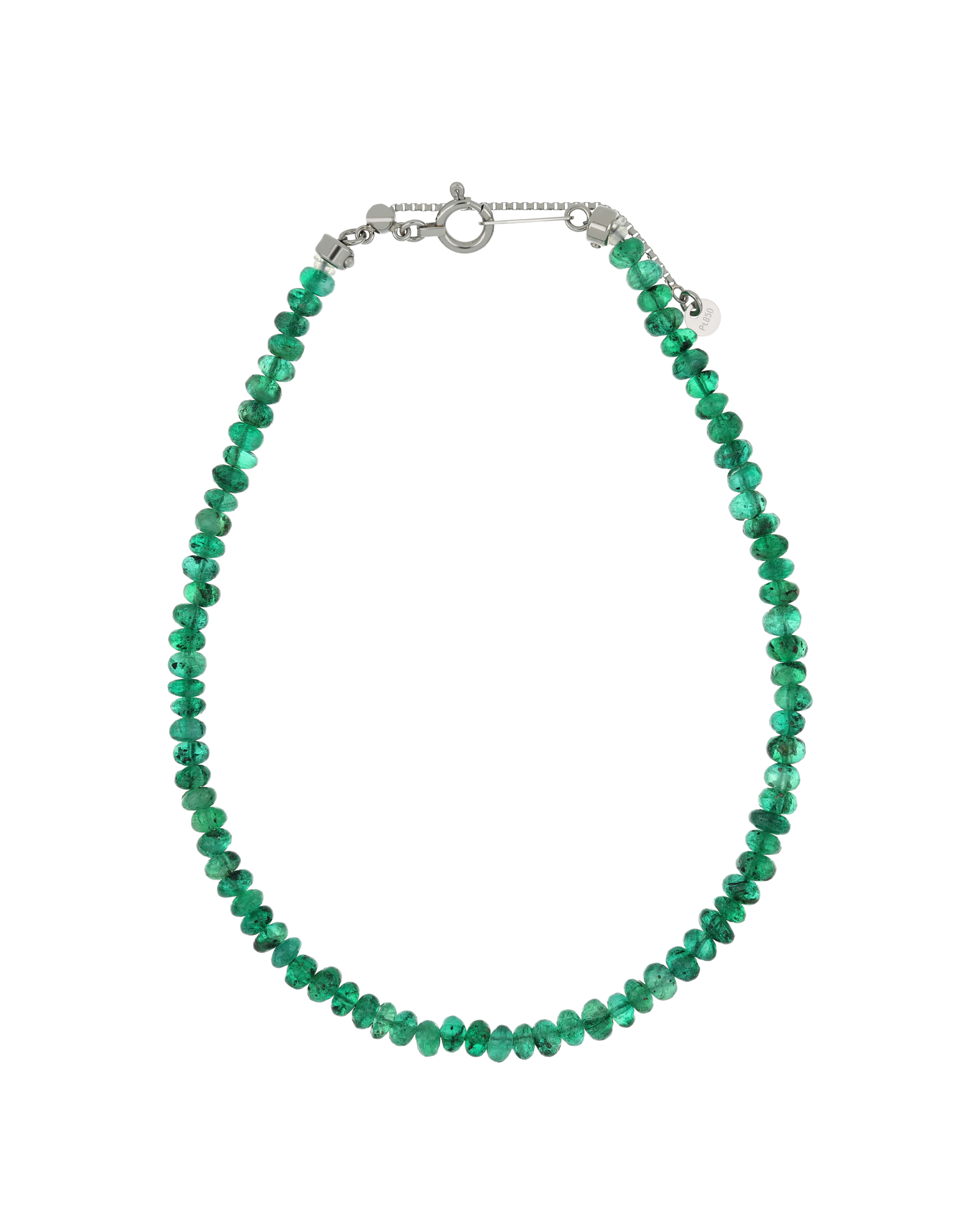 Platinum Bracelet with Green Bead Gemstone