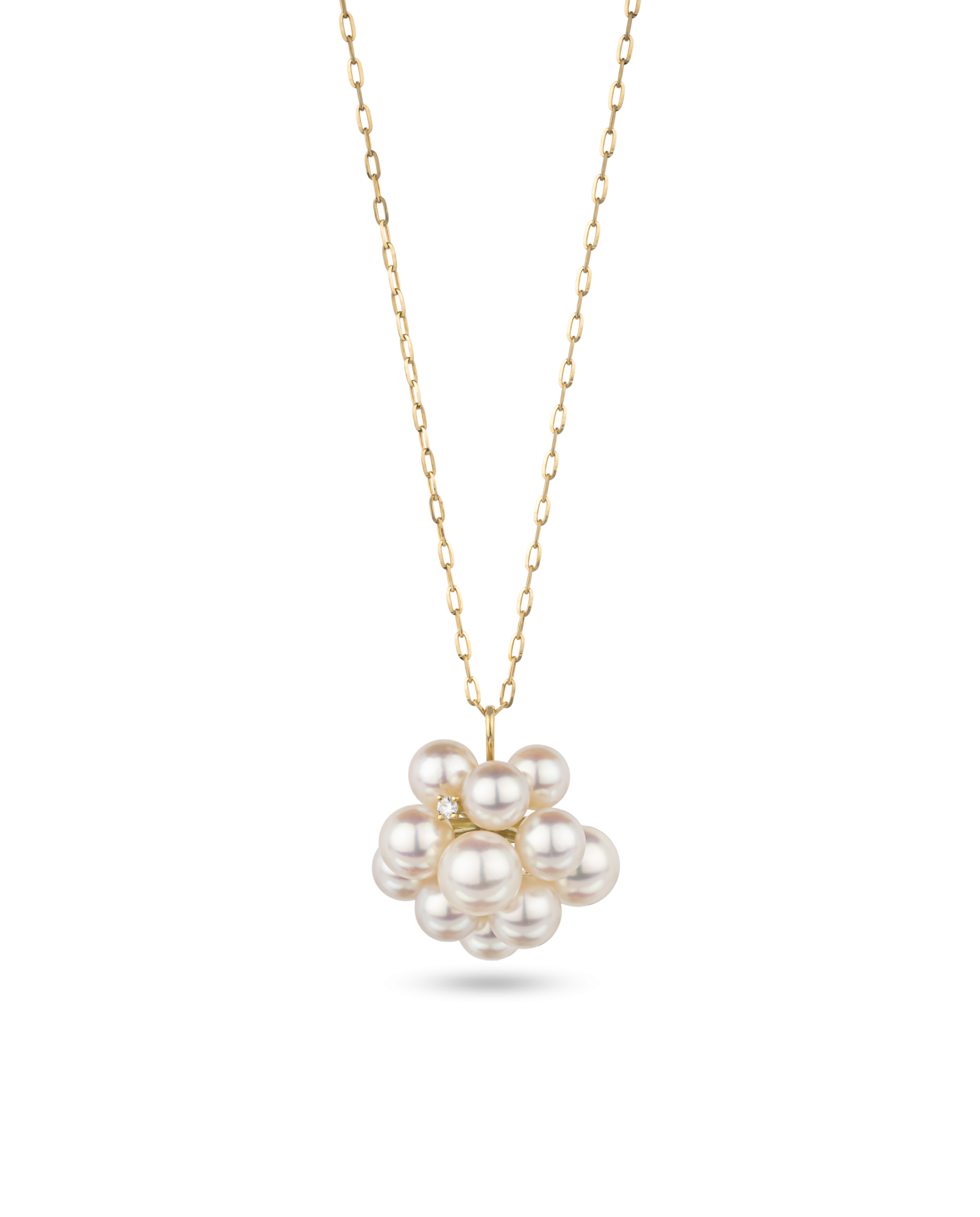 K18 Yellow Gold Akoya Baby Pearl Cluster Pendant Necklace