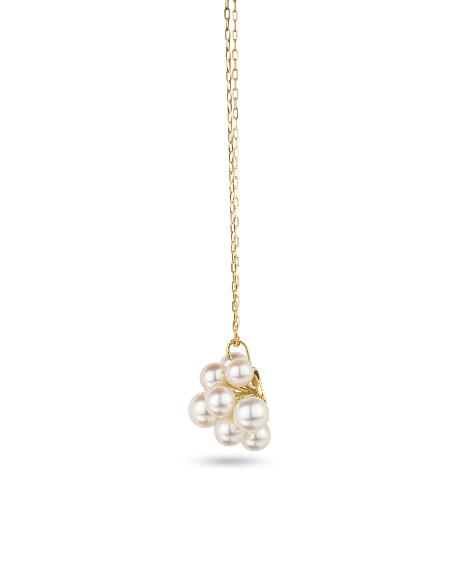 K18 Yellow Gold Akoya Baby Pearl Cluster Pendant Necklace