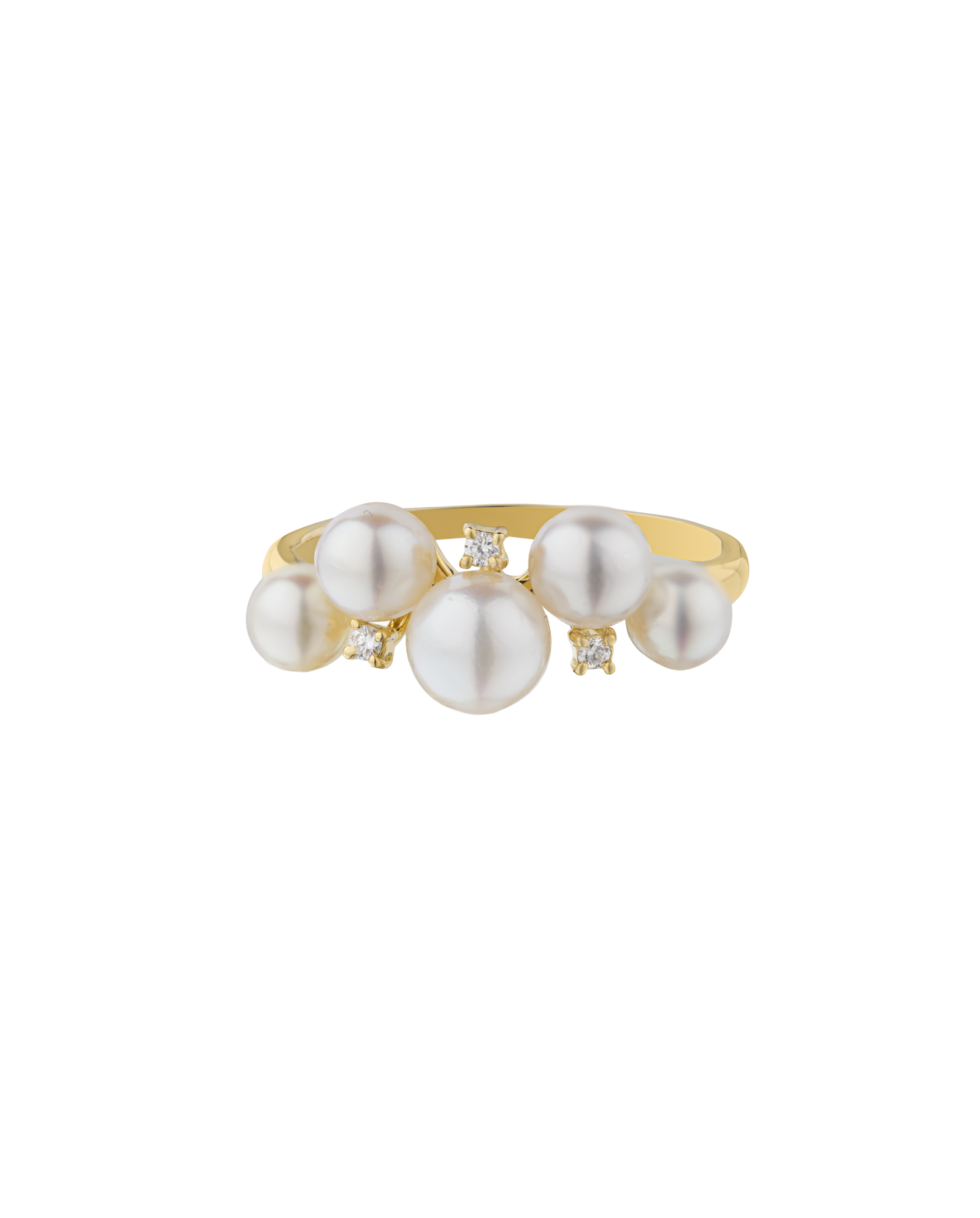 Akoya Baby Pearl Cluster Ring 3.6 ct in Yellow Gold