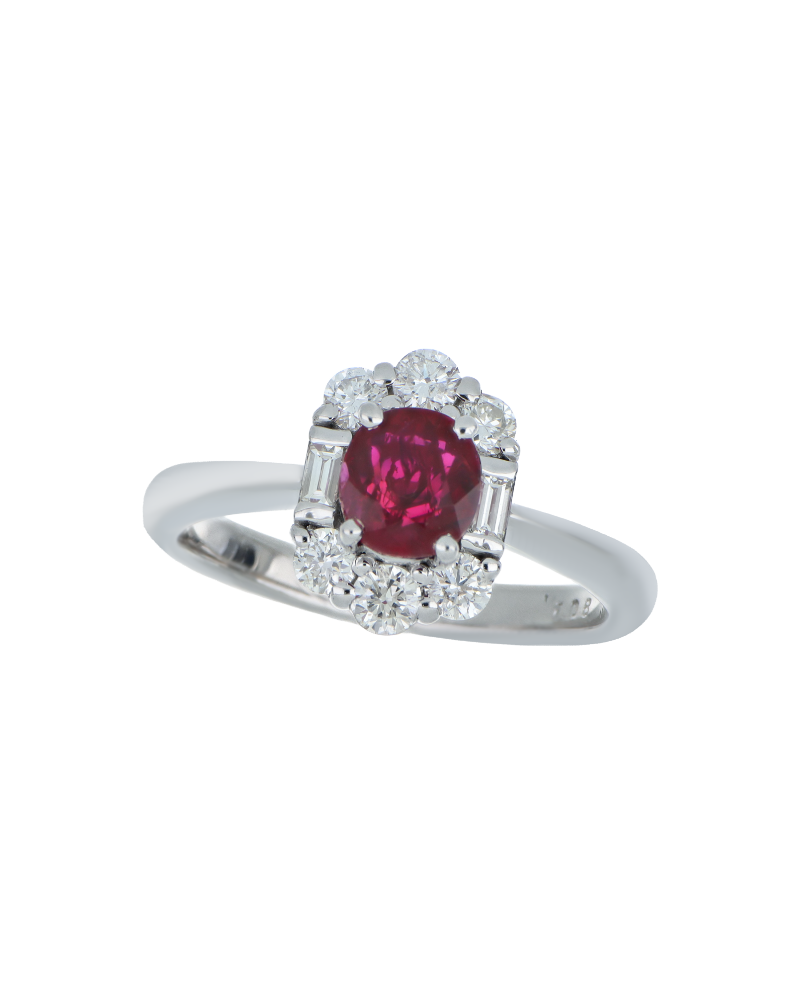 Premium Round-Shaped Ruby Ring In Platinum