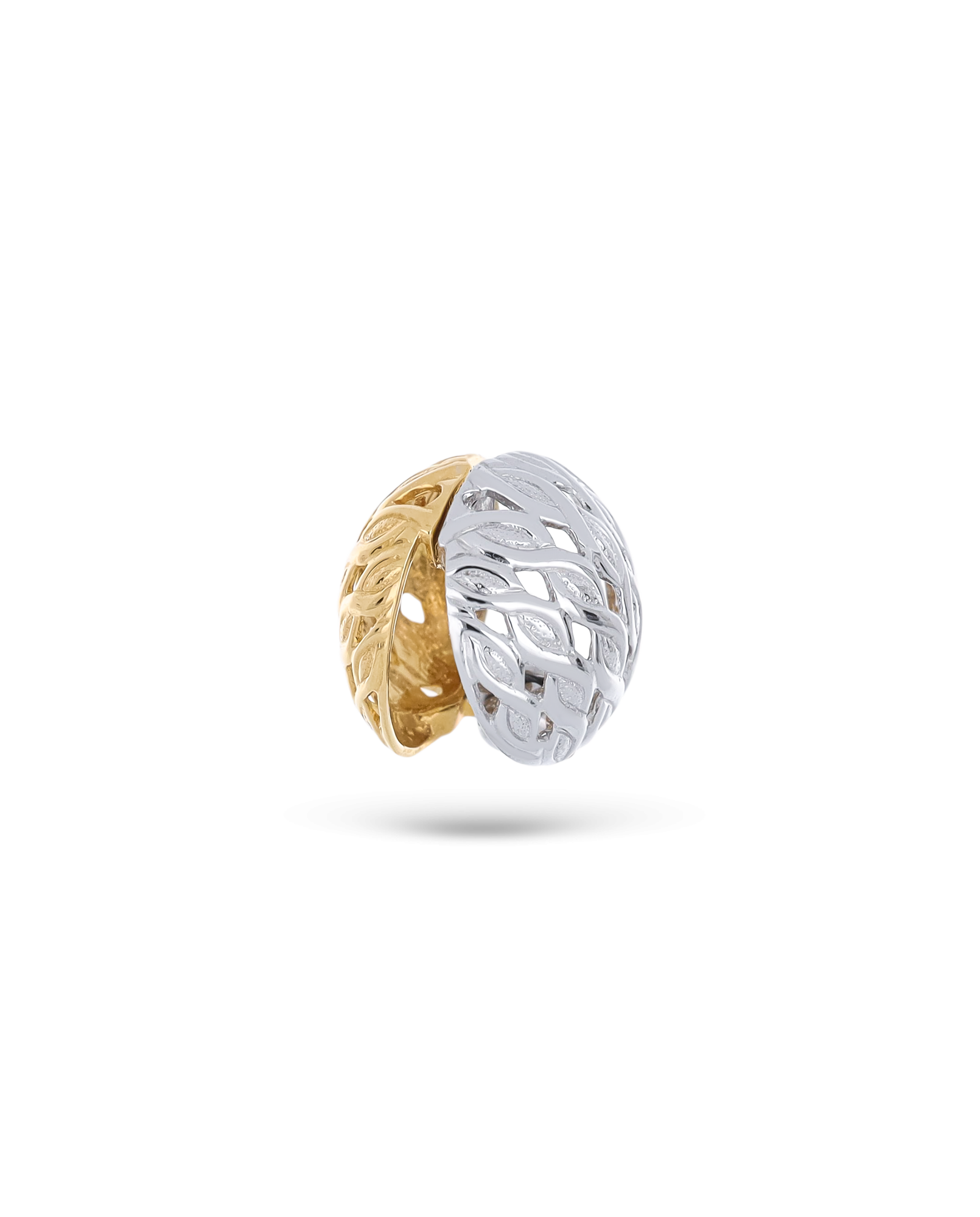 Intricate Openwork Ear Cuff in Yellow Gold & White Gold