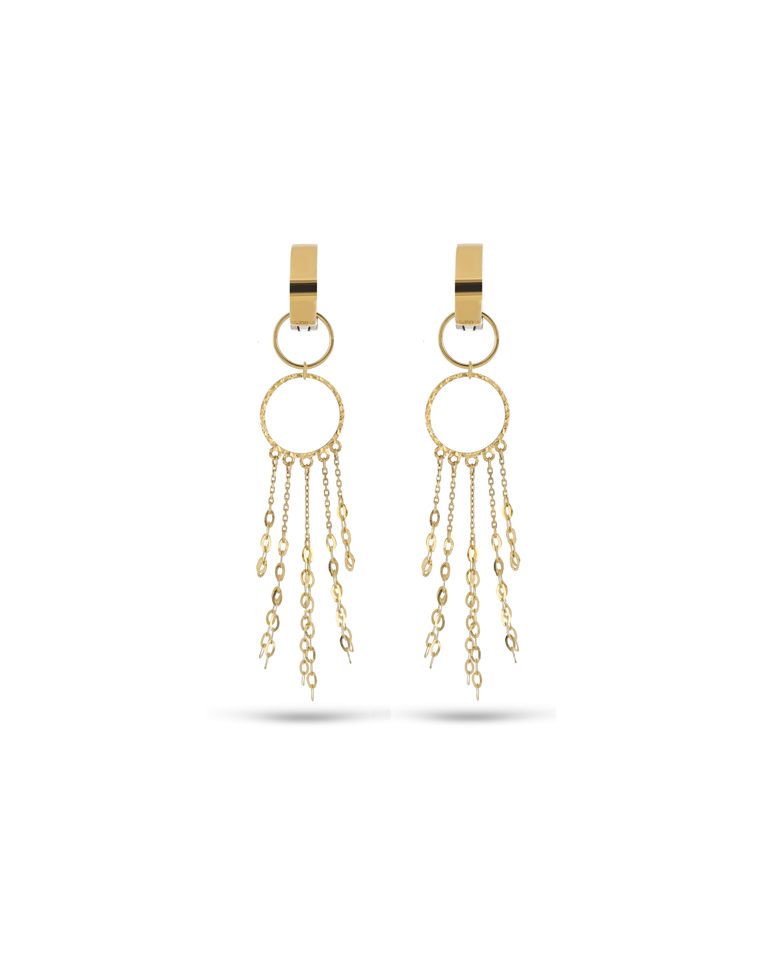 Tassel Dangling Earrings in Two-Tone Gold