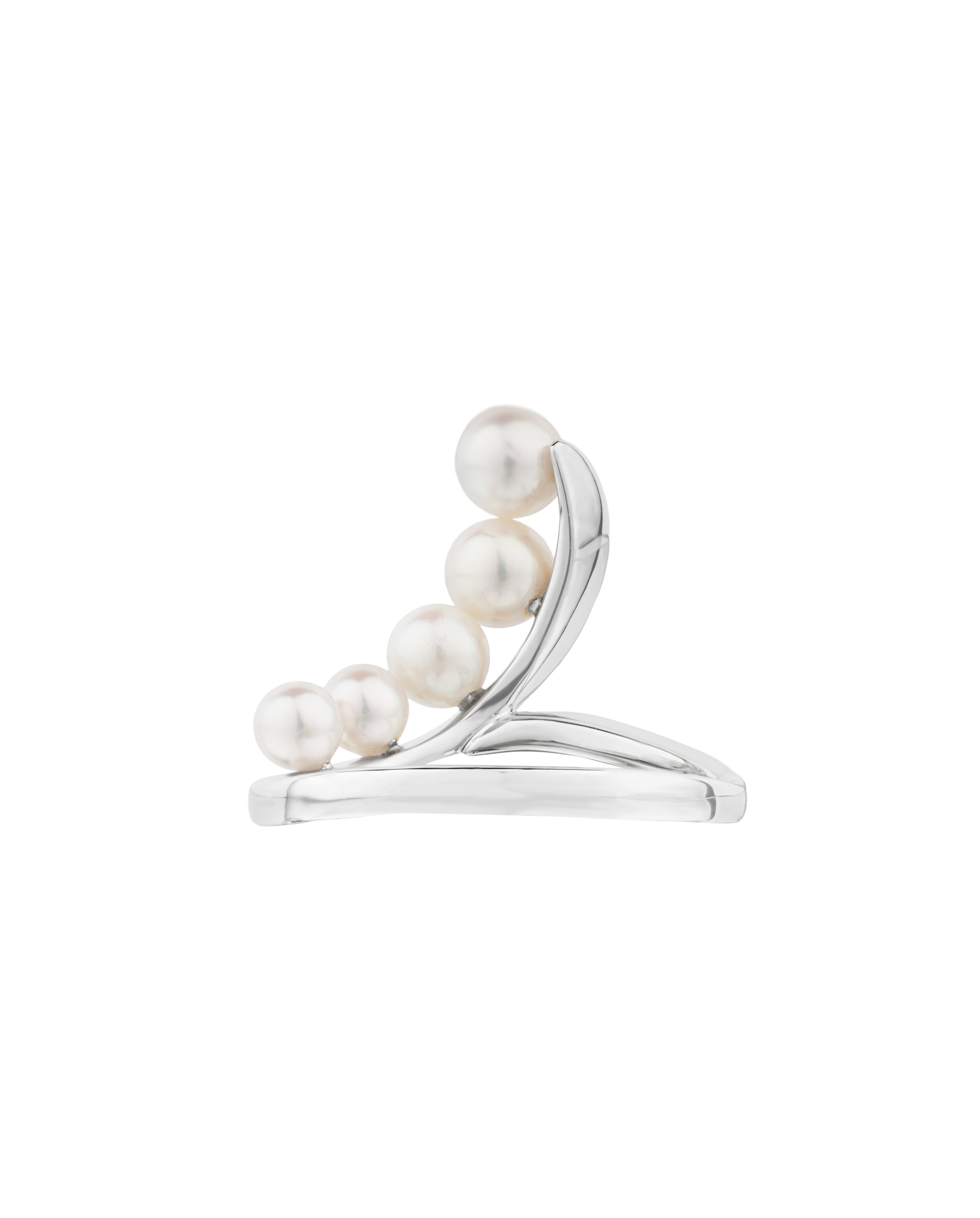 Platinum Akoya Baby Pearl Curved Ring 3ct