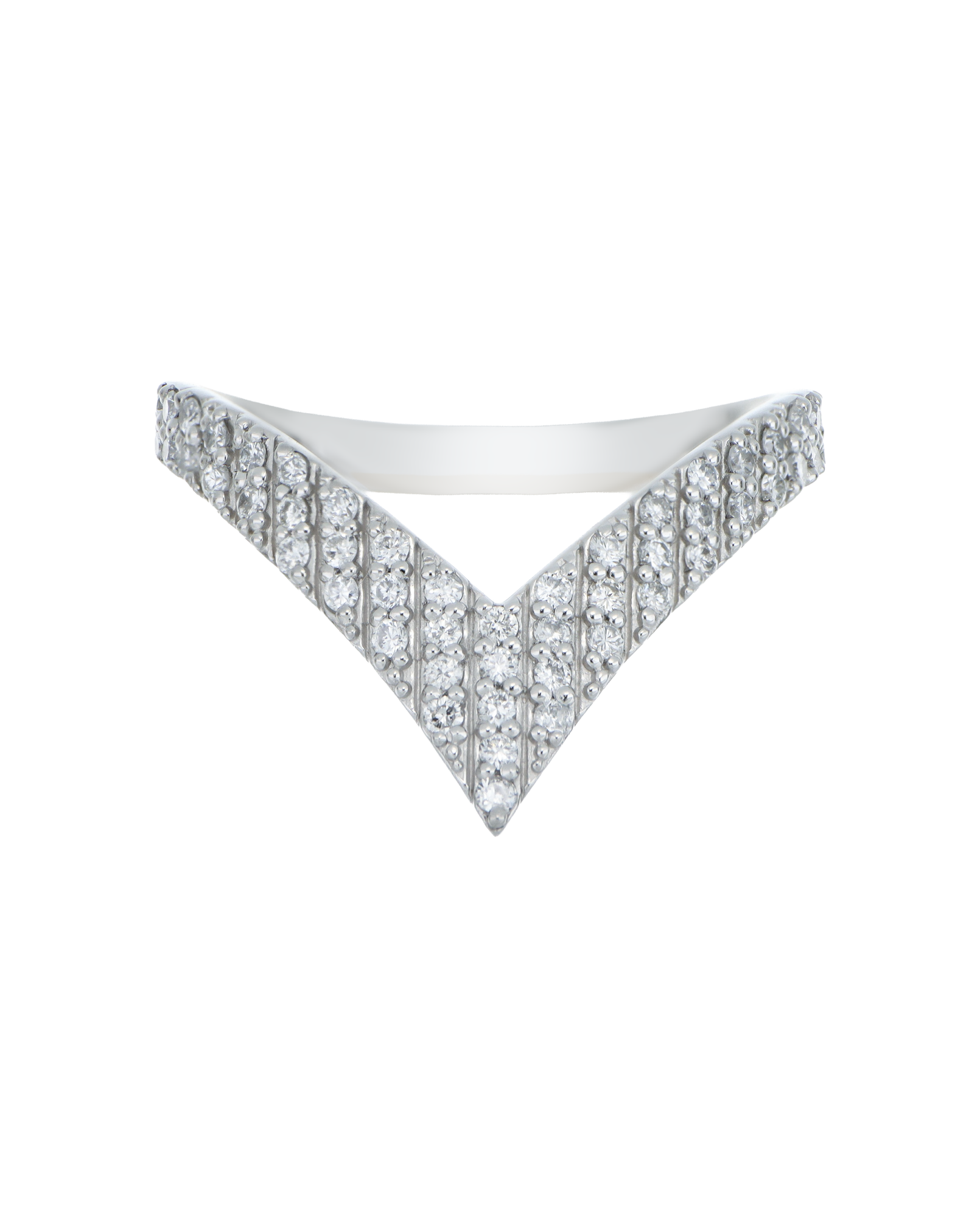 V-Shaped Diamond Multi-Stone Ring for Women