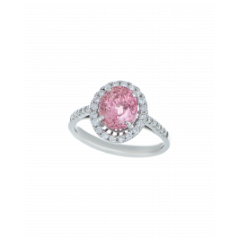 Oval Padparadscha Sapphire Ring In White Gold 