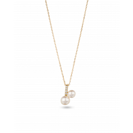 K18 Yellow Gold Akoya Baby Pearl Duo Pendant Necklace