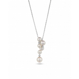5.25 ct Multi Pearl Drop Pendant Necklace in Platinum